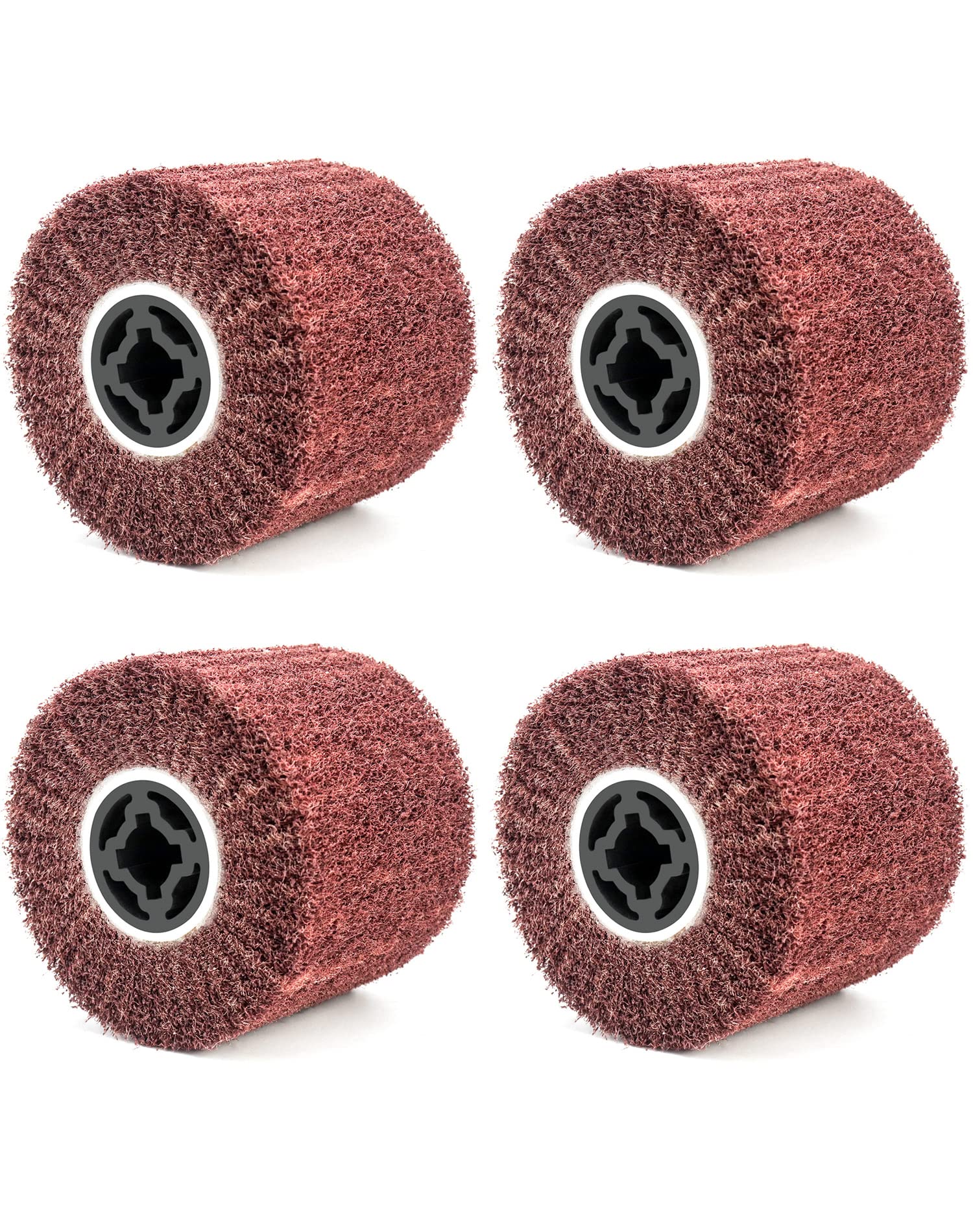 QWORK Rotelle abrasive in tessuto non tessuto a grana 60, per trafilatura, lucidatura, confezione da 4, utilizzate per superfici lisce in acciaio inossidabile