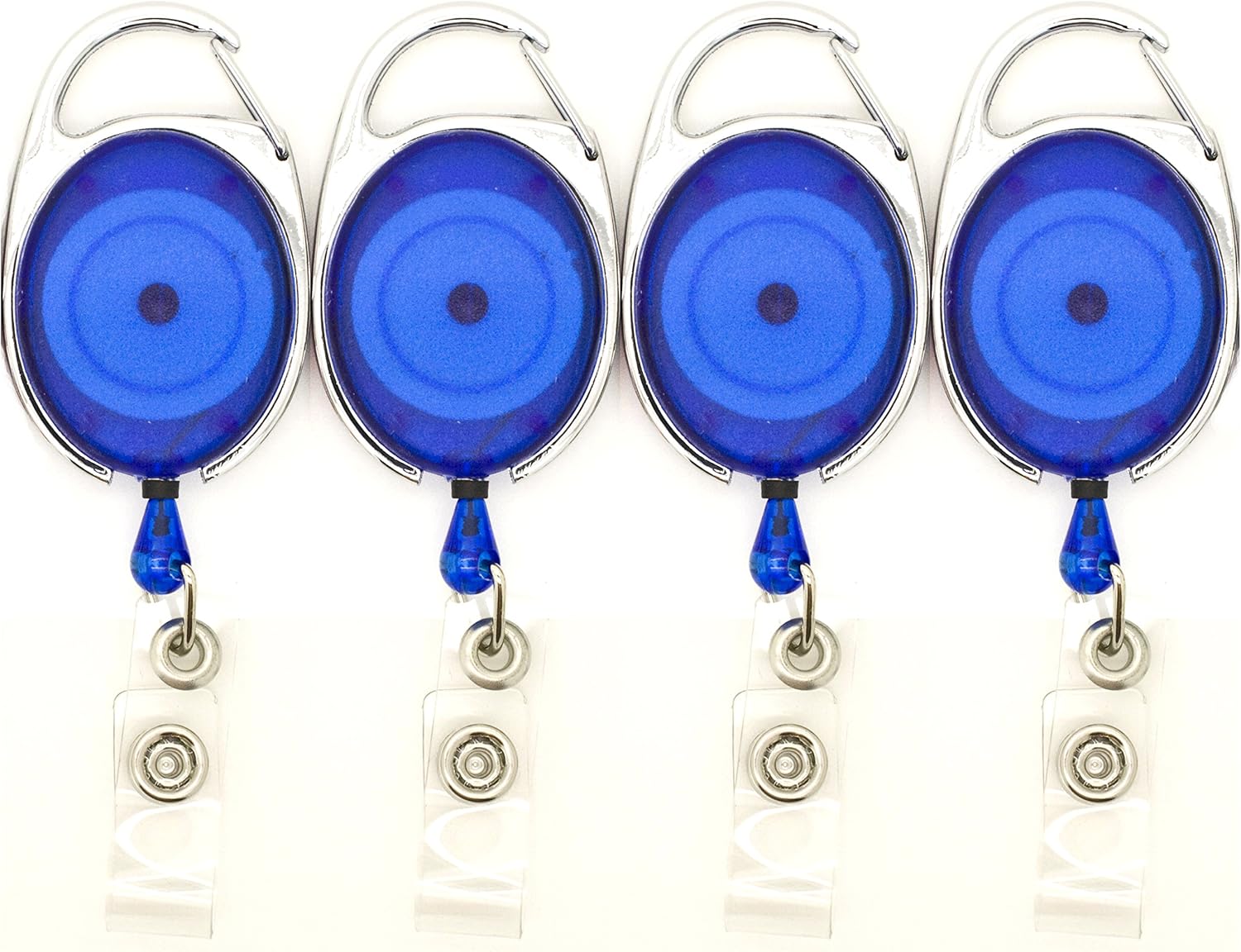 ONDEPOT 25pcs Translucent Blue Carabiner Retractable Badge ID Reel Premium Quality Retractable Badge Reel