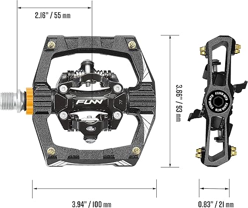 Miniatura 5 de Funn Ripper - Pedales sin clip para bicicleta de montaña, mecanismo de clip con resorte, compatible con tacos SPD, pedales de bicicleta de eje CrMo