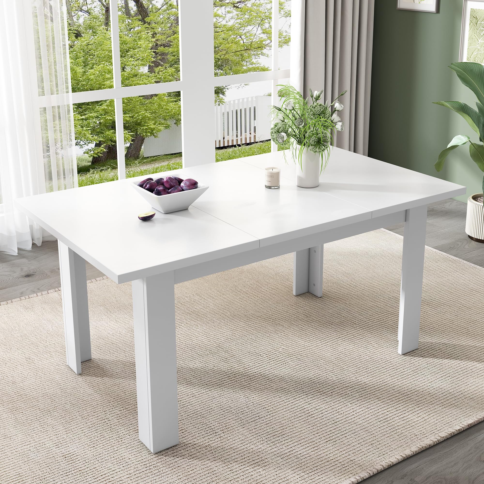 Merax Esstisch 120x70 cm mit verstecktem Stauraum, moderner rechteckiger Küchentisch, platzsparend, multifunktional als Schreibtisch oder Kaffeetisch, weiß