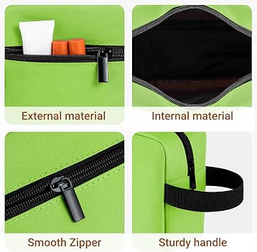 Toiletry Bag for Women and Men, Lightweight Makeup Bag Hanging Dopp Kit with Shaving Compartment Cosmetic Organizer Small Tool Bag Travel Essentials, Gifts for Men & Women, Neon Green