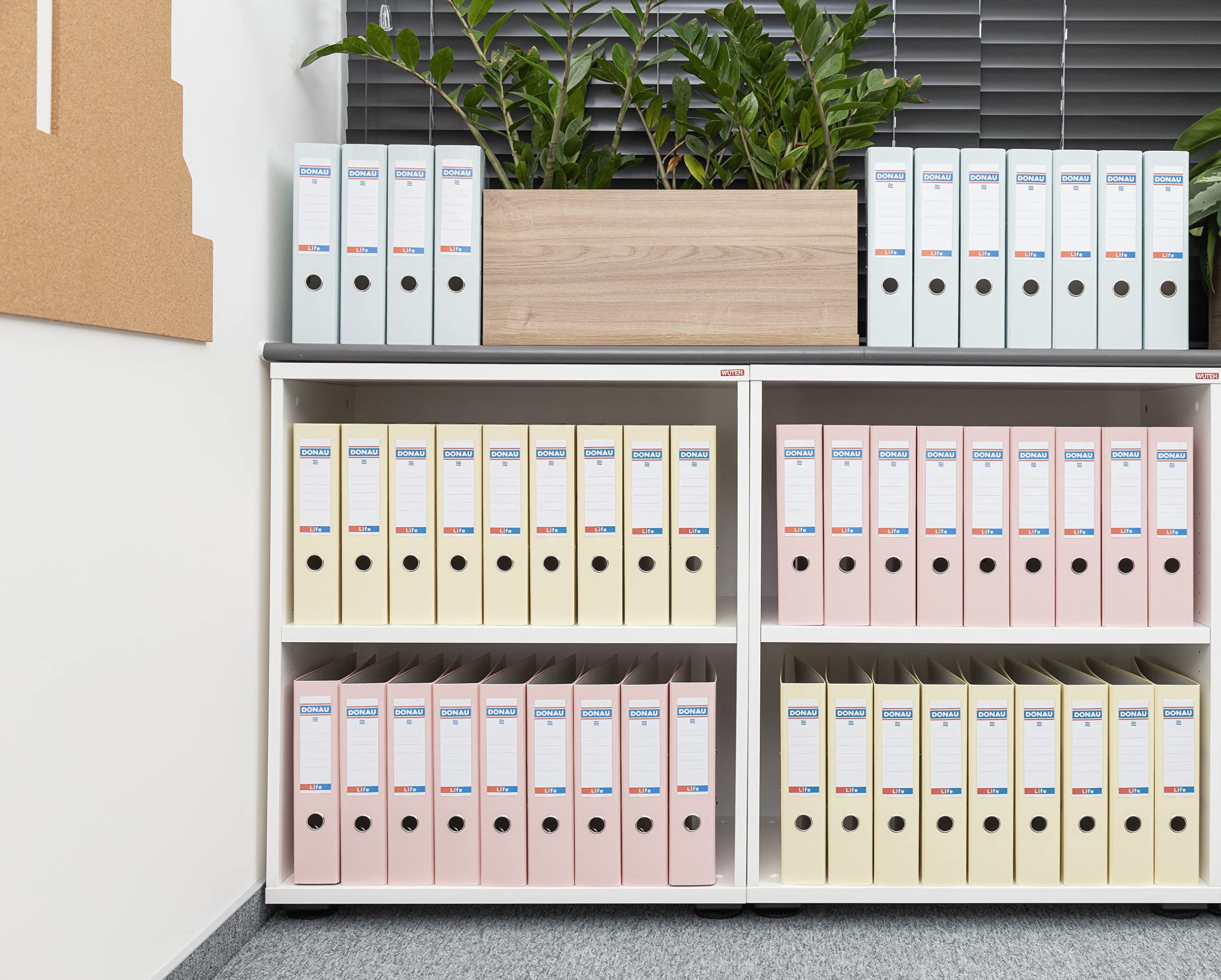 DONAU PREMIUM 25er Pack Ordner / A4/75mm - 7,5 cm/Rosa Pastell Kunststoffbezug PP/Papier/Schlitzordner Büroordner Aktenordner Metall Kantenschutz/Mit glänzender Oberfläche