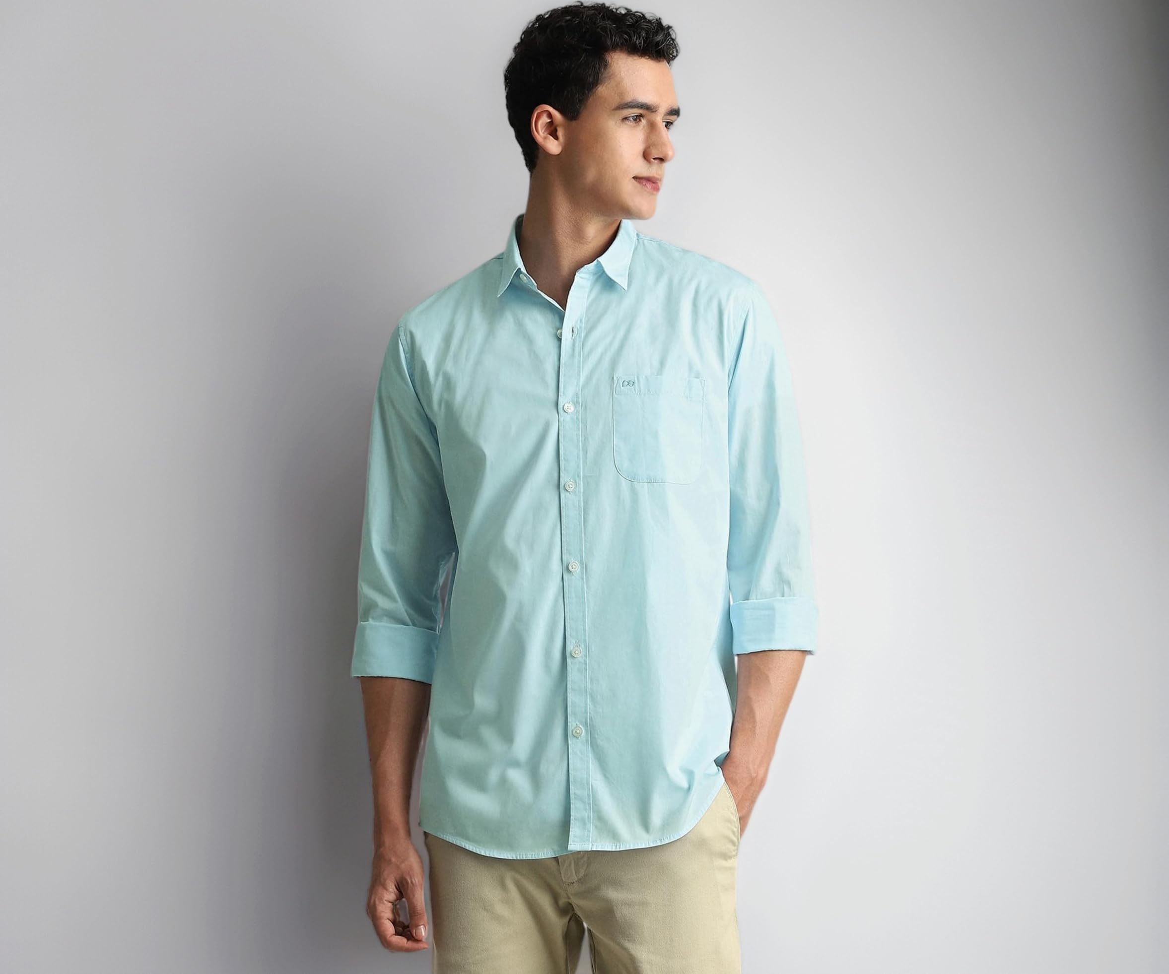 Men's Slim Fit Full Sleeve Cotton Solid Casual Shirt with Pocket