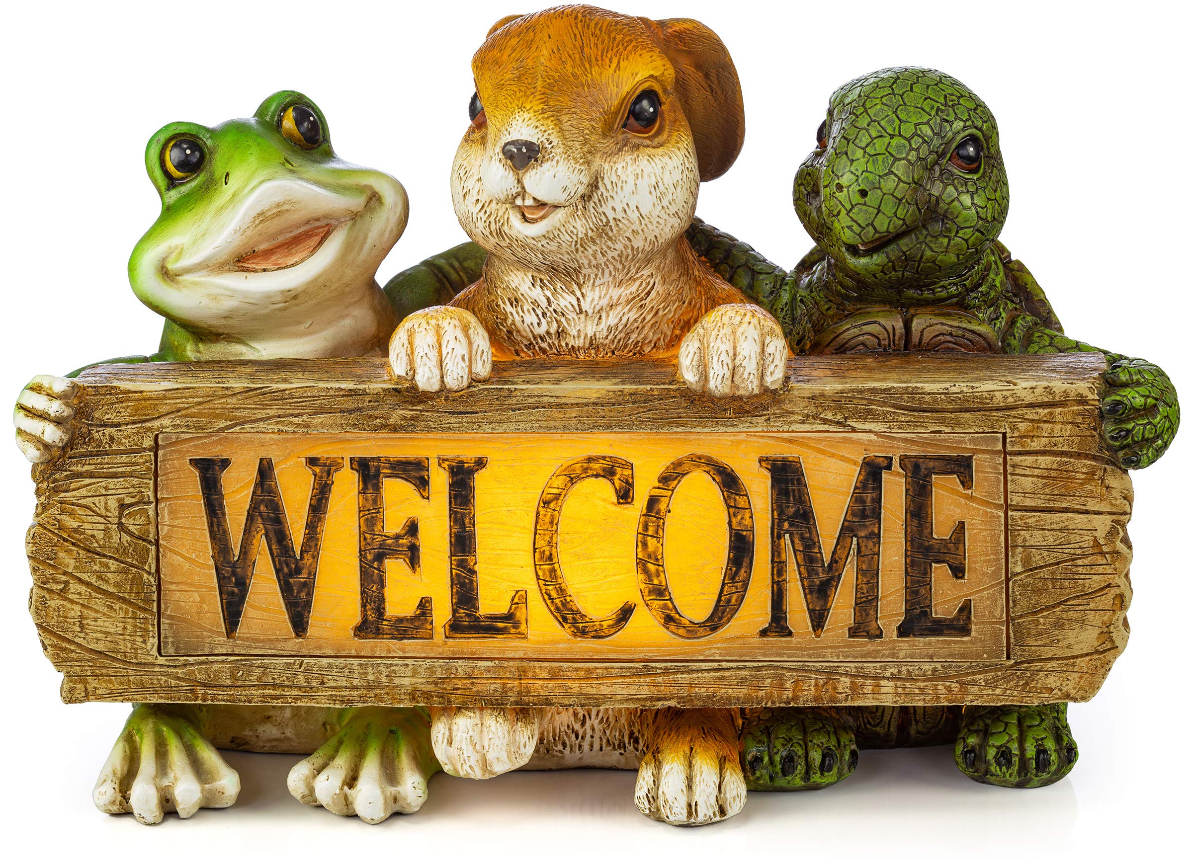 Solar Powered Welcome Sign Backyard Animals Light Outdoor                        