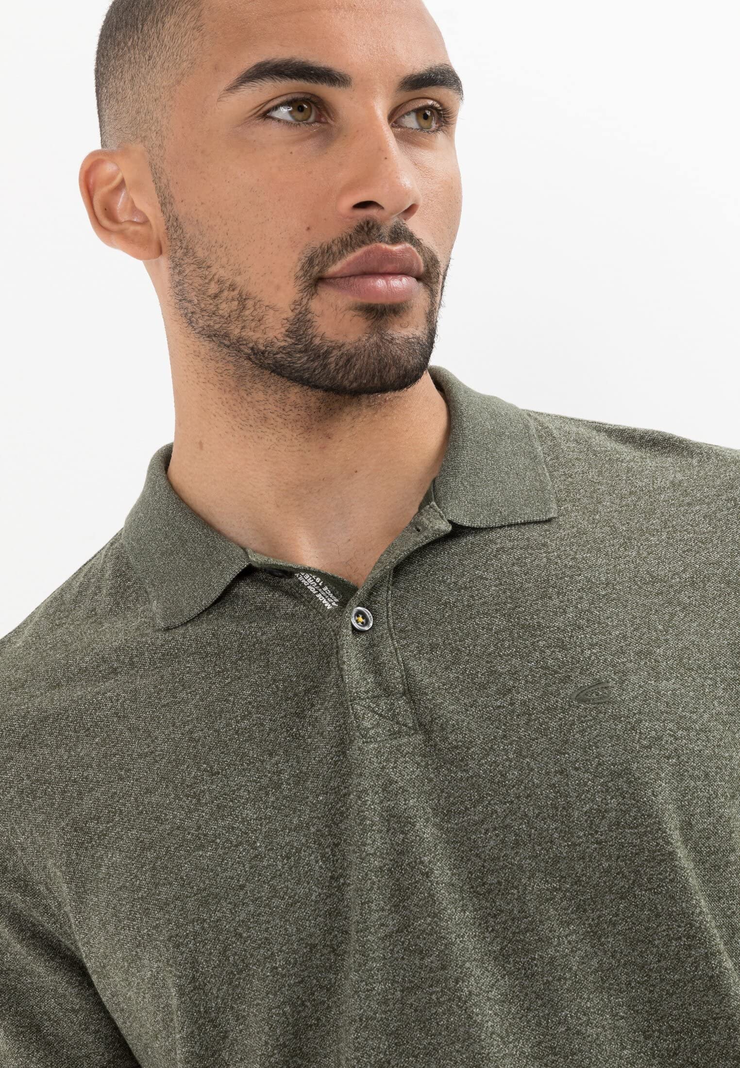 camel active Herren Kurzarm Poloshirt Regular Fit | Basic Poloshirt aus nachhaltigem Baumwollmix in Grau Blau Dunkelgrau und Grün