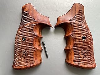 New! Target Grips Compatible with S&W K/L Frame Square Butt Checker with Finger Groove, Hardwood Thai Handmade #KSQ05 - Feelsogood