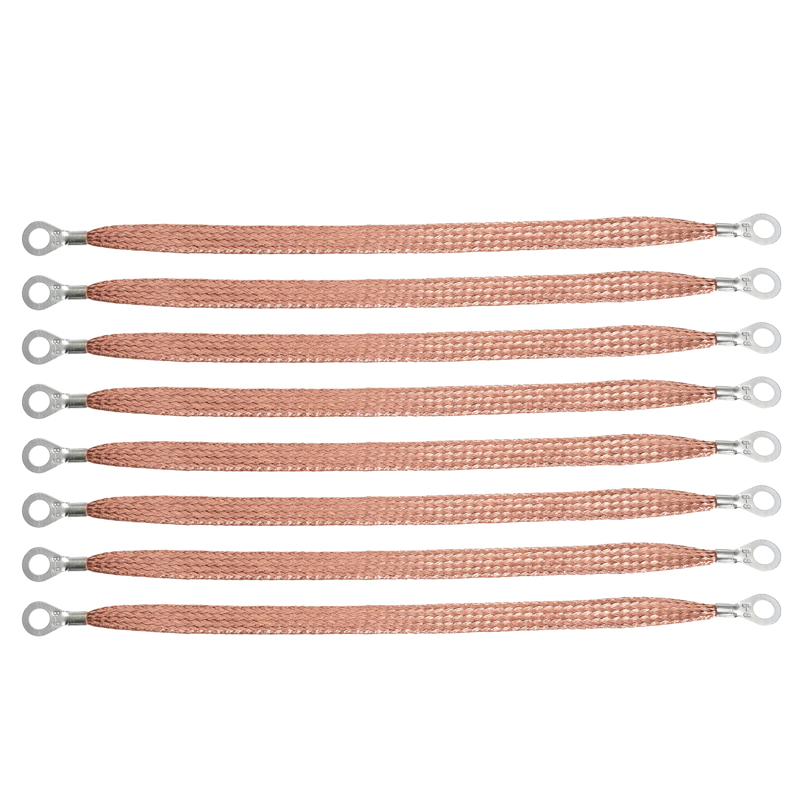 11.8-inches Braided Ground Strap Automotive Heavy Duty Copper Ground Strap with 1/4-inches Terminal Lugs 10PCS
