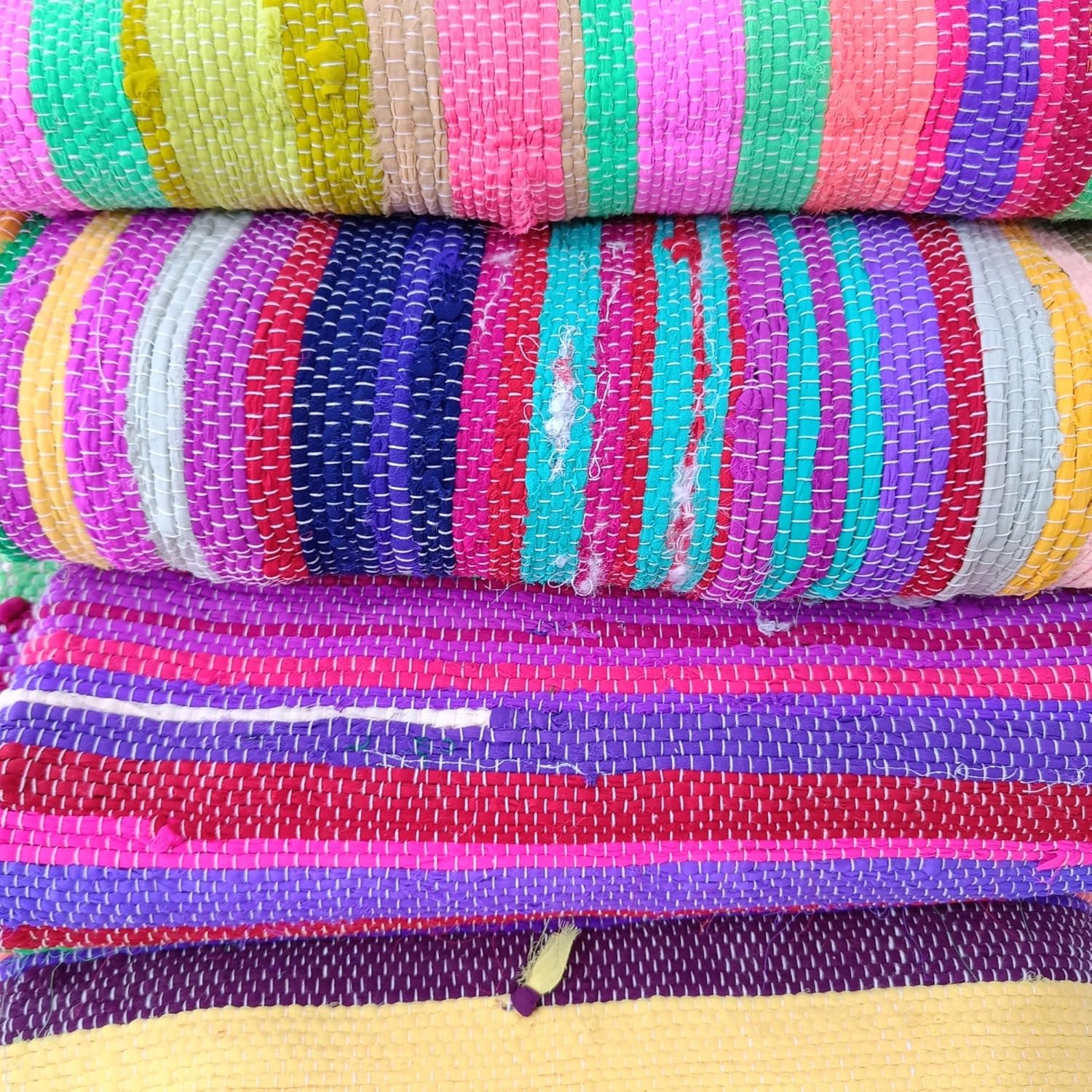 Trade Star Handmade Braided Multicolor Area Rug Indian Reversible Indian Floor Mat for Home and Floor Decor Handwoven Floor Carpet Upcycled Fabric Beautiful Floor Mat 4x6 Feet Chindi Area Rag Rug