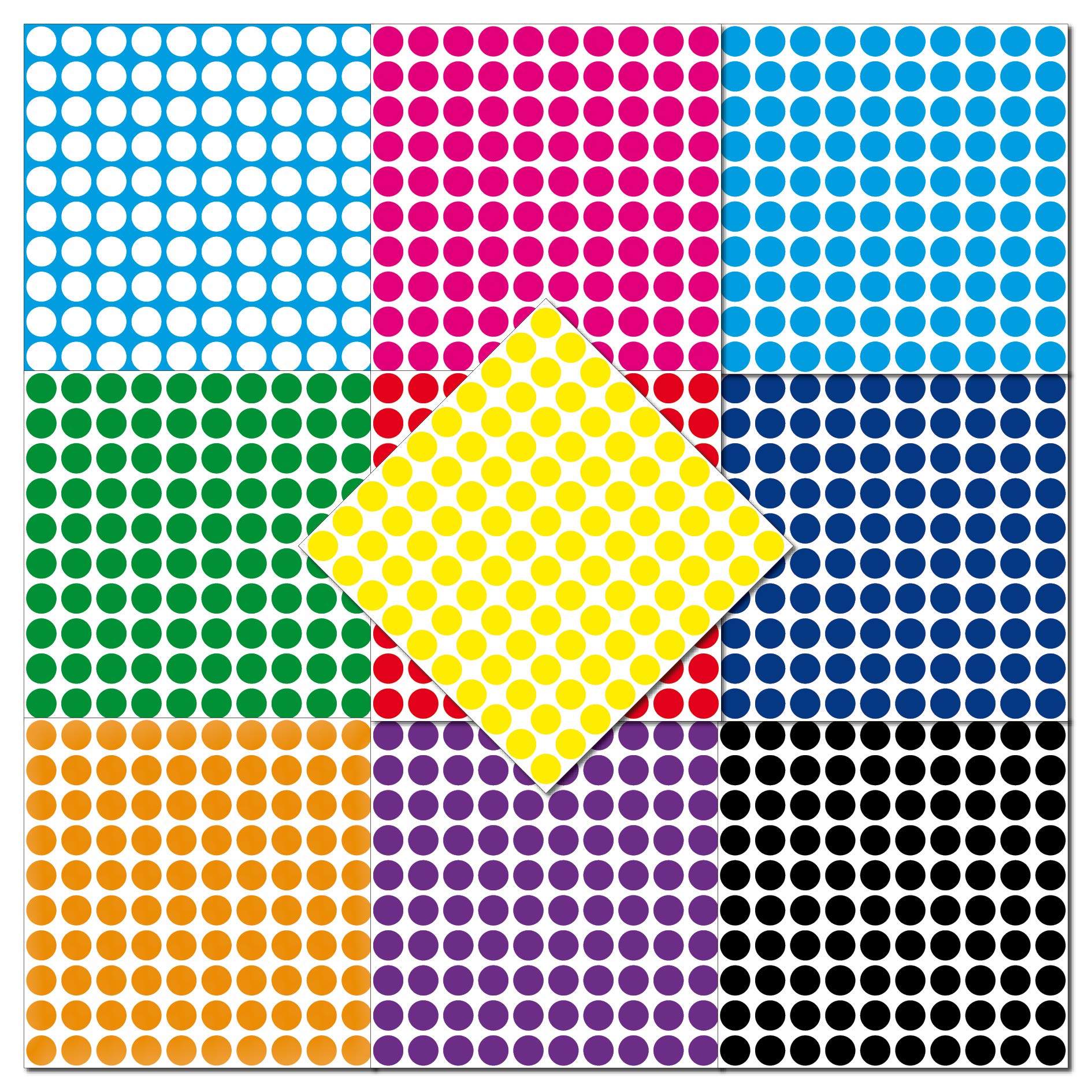 Greenit Colourful 1000 Adhesive Dots 5 Mm Self-Adhesive Coloured Dot Stickers Pvc Decorative Film Labels Inventory (Colourful)