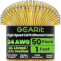 Vista 60 de GEARit Cable Ethernet Cat 6 (paquete de 10 unidades de 6 pies), parche de red Cat6, 10 Gbps, RJ45, cable sin enganches, conectores chapados en oro
