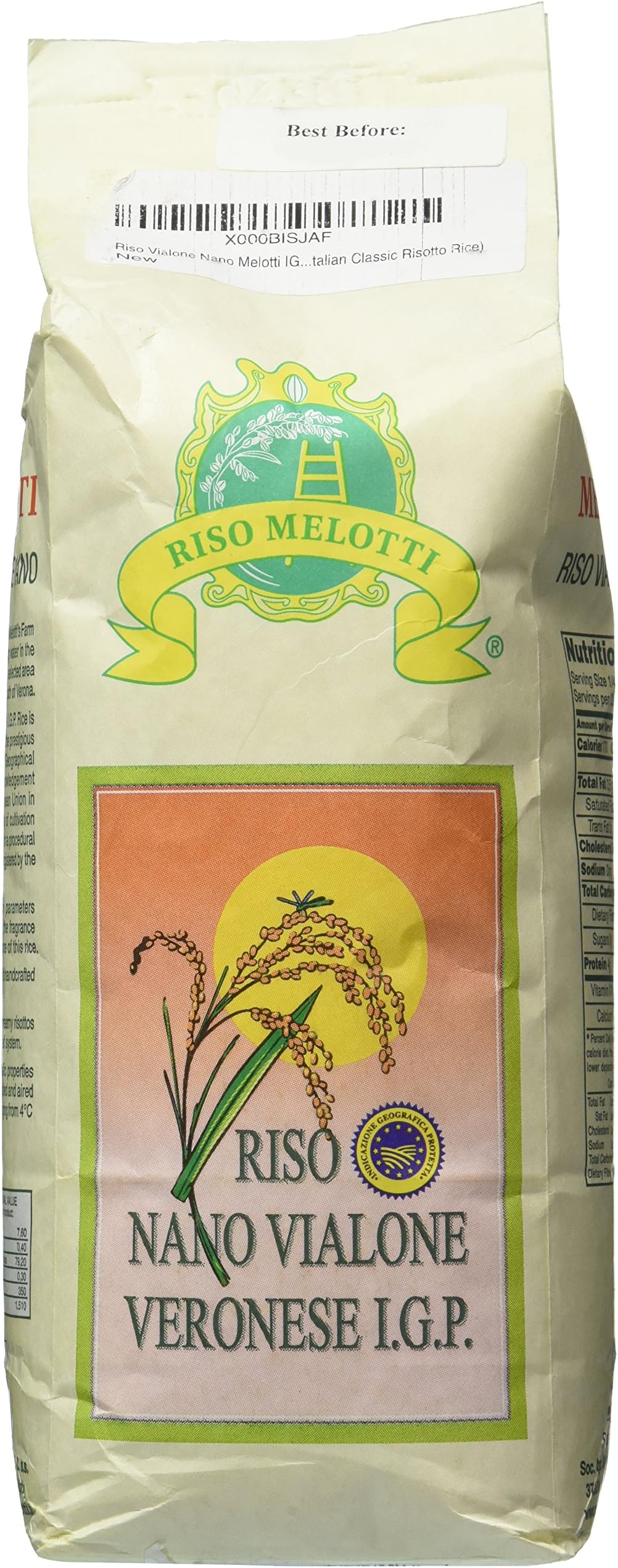 Riso Vialone Nano Melotti I.G.P. | Italian Premium Quality Risotto Rice | 2.2lb (1kg)