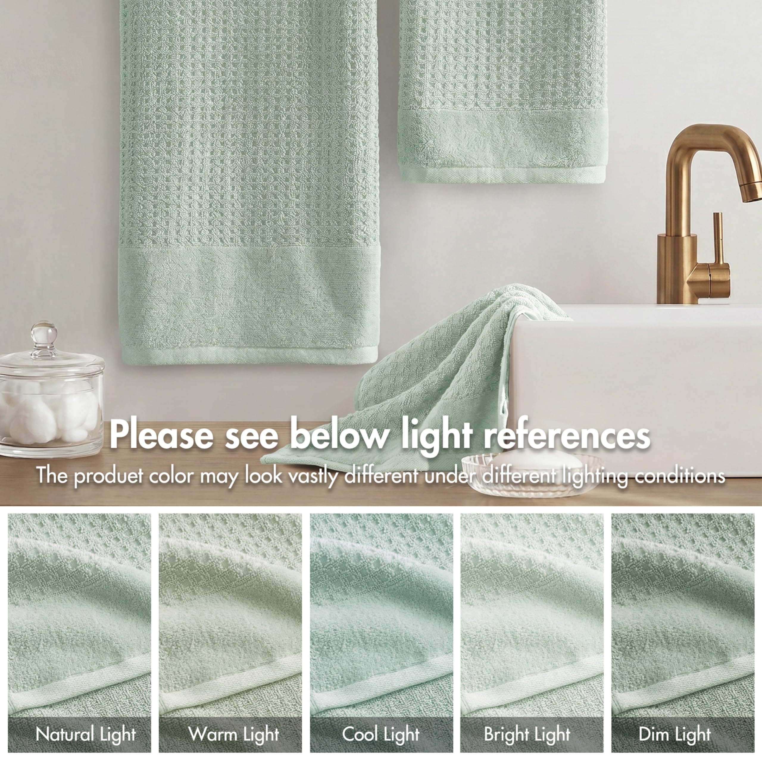 Madison Park SPA Waffle - Juego de Toallas lujosas de 100% algodón, Tejido gofre de Textura Premium, Altamente Absorbente, Secado rápido, Ropa de Lavado de Calidad de Hotel y SPA para baño, tamaños