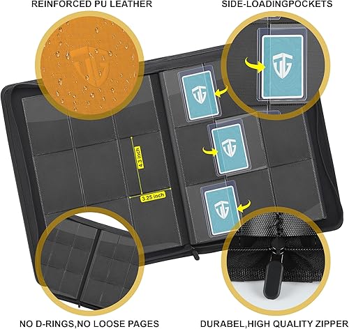 Miniatura 4 de TCGUARD Toploader Binder,Holds 216 Toploaders,9 Pocket Top Loader Binder with Sleeves for 3"x4" Rigid Toploaders Hard Cases,Top loader Binders for