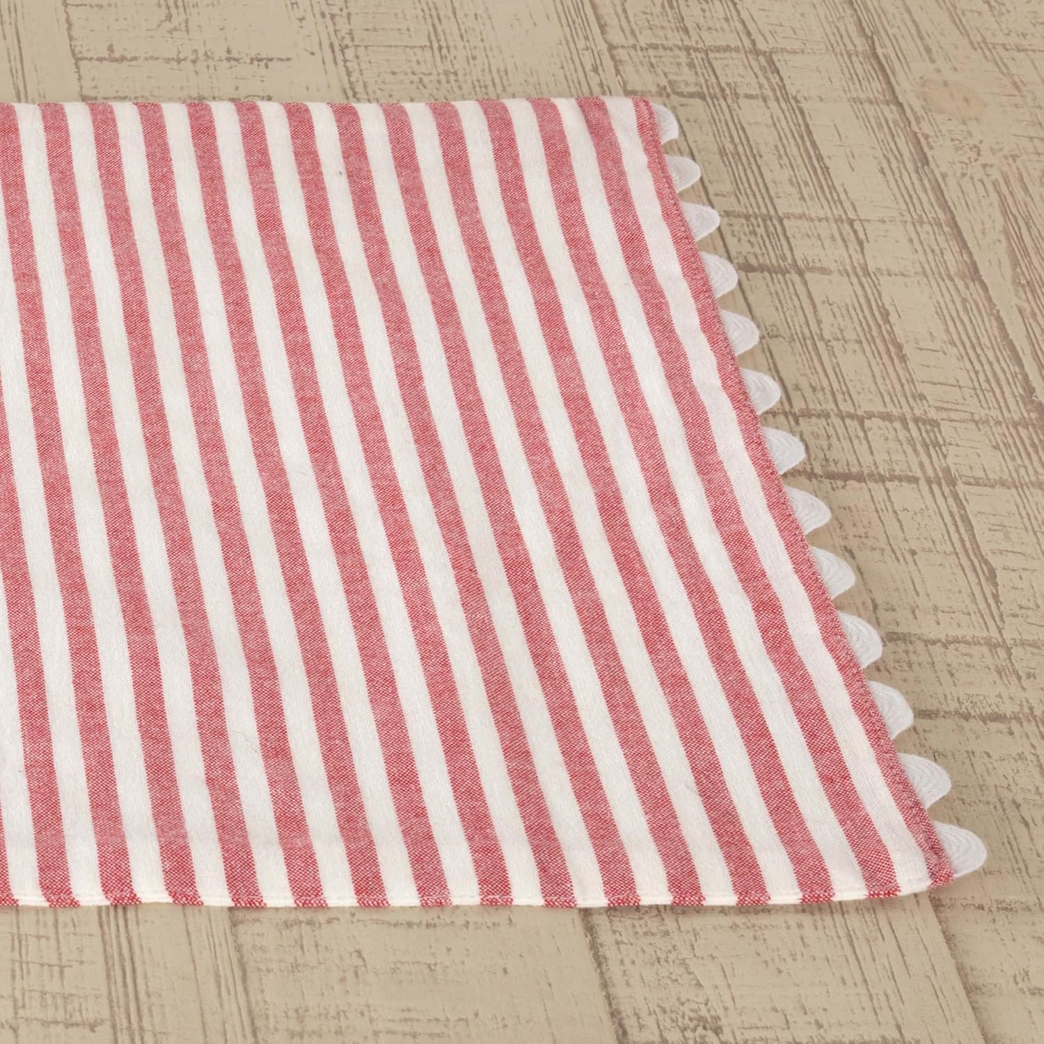 Piper Classics Farmhouse Ticking Stripe Red Placemat, Set of 4, 12x18