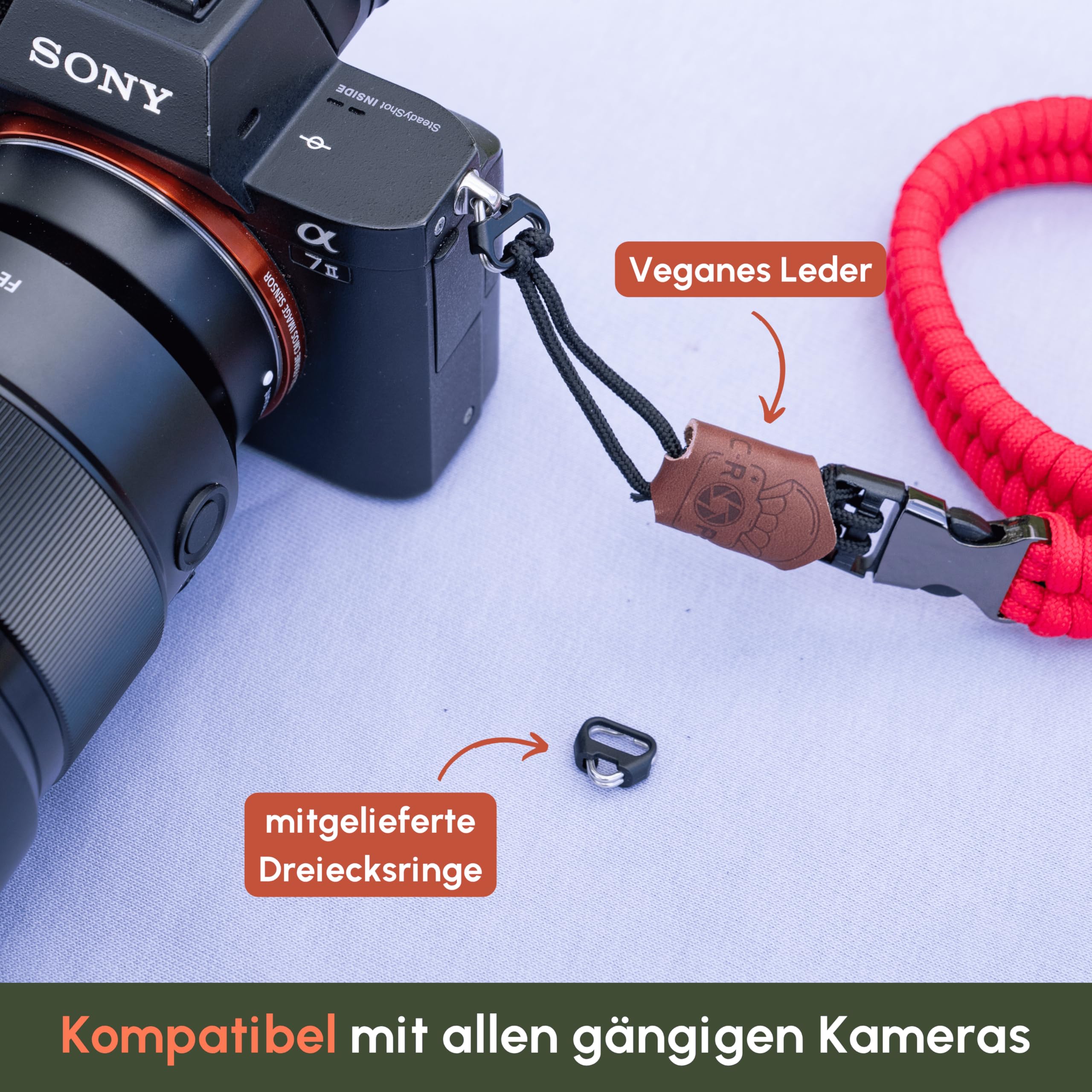 Cinghia Da Polso In Corda Di Nylon Per Fotocamera DSLR – Pratica Ed Elegante, Nera
