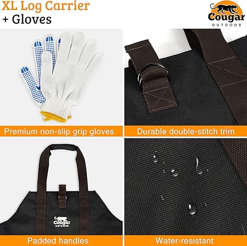 Miniatura 6 de Cougar Ultimate Log Carrier, extra heavy duty, permanente, impermeable forrado en leña Bolsa de transporte de, mejor para madera