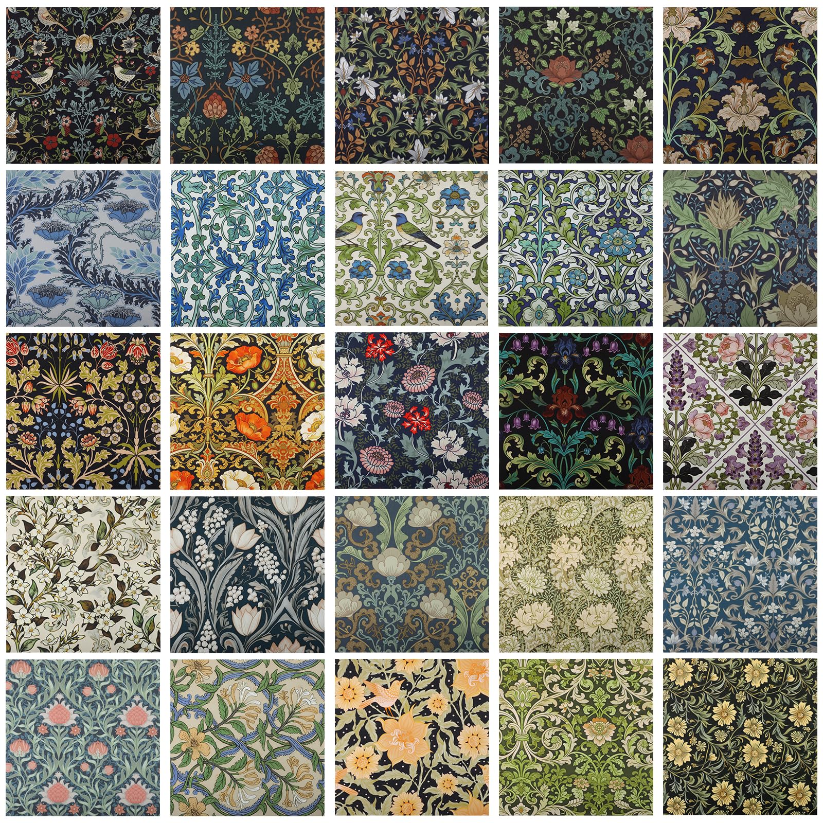 Yoosso 25 Pcs Fat Quarters Fabric Bundles, 25 x 25cm Cotton Fabric Bundles for Quilting Projects, Soft Natural Material for Sewing, DIY Crafts, Patchwork, Home Decor, Patchwork (Vintage Florals) โ image 1