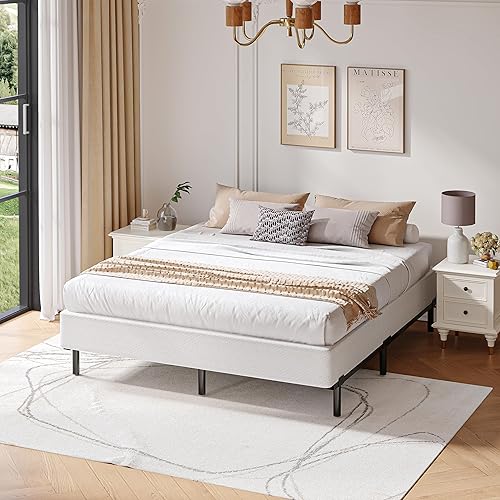 Miniatura 7 de Base de colchón Full de 9 pulgadas, capacidad de 3500 libras, base de cama de metal tamaño Queen, base de colchón de perfil bajo con funda de tela,