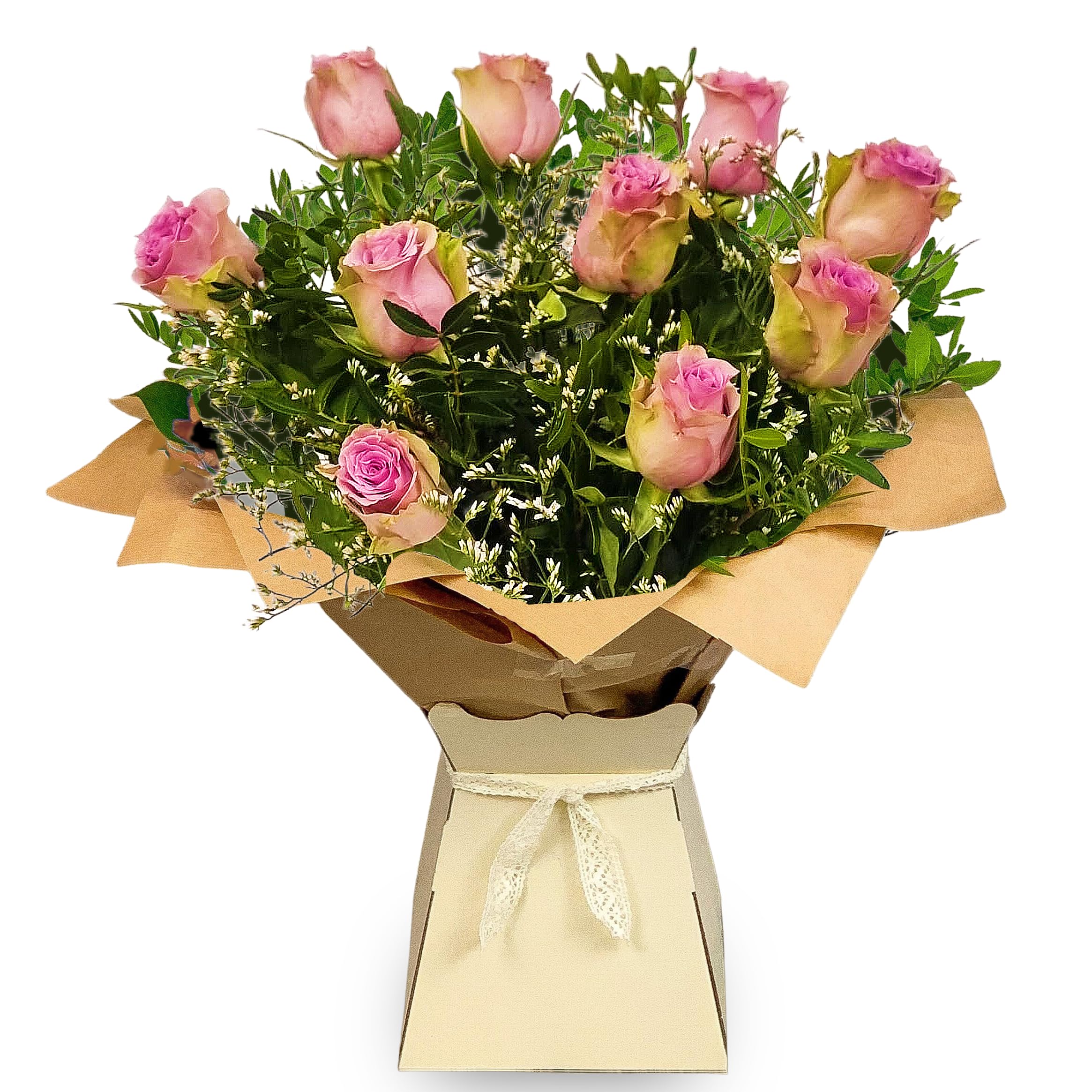 Lilac Rose Bouquet - Premium Hand-Tied Fresh Lilac Roses - Next Day Prime Delivery - Ideal for Birthdays, Anniversaries, and Special Occasions