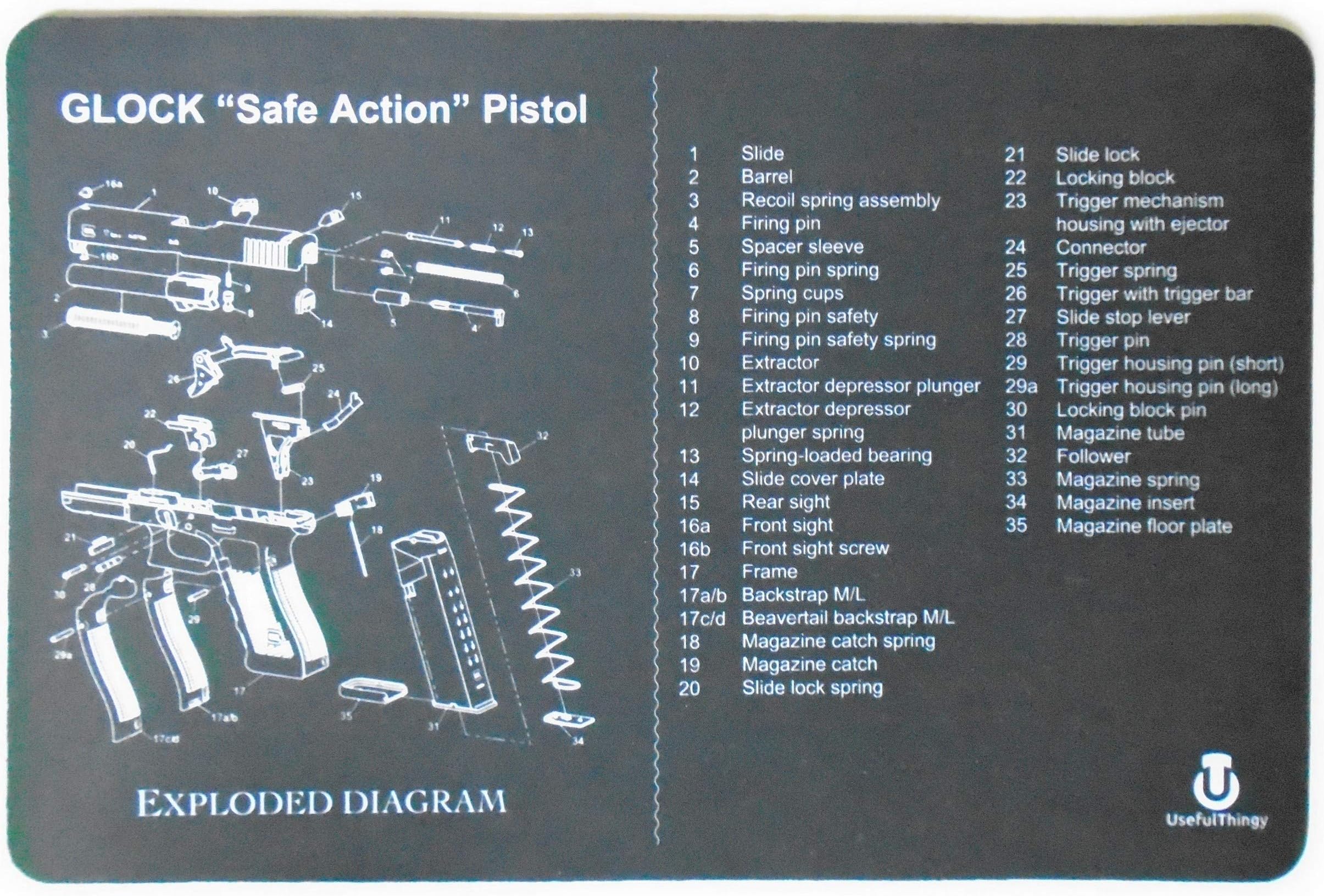 Pistol Cleaning Mat - Printed Diagram