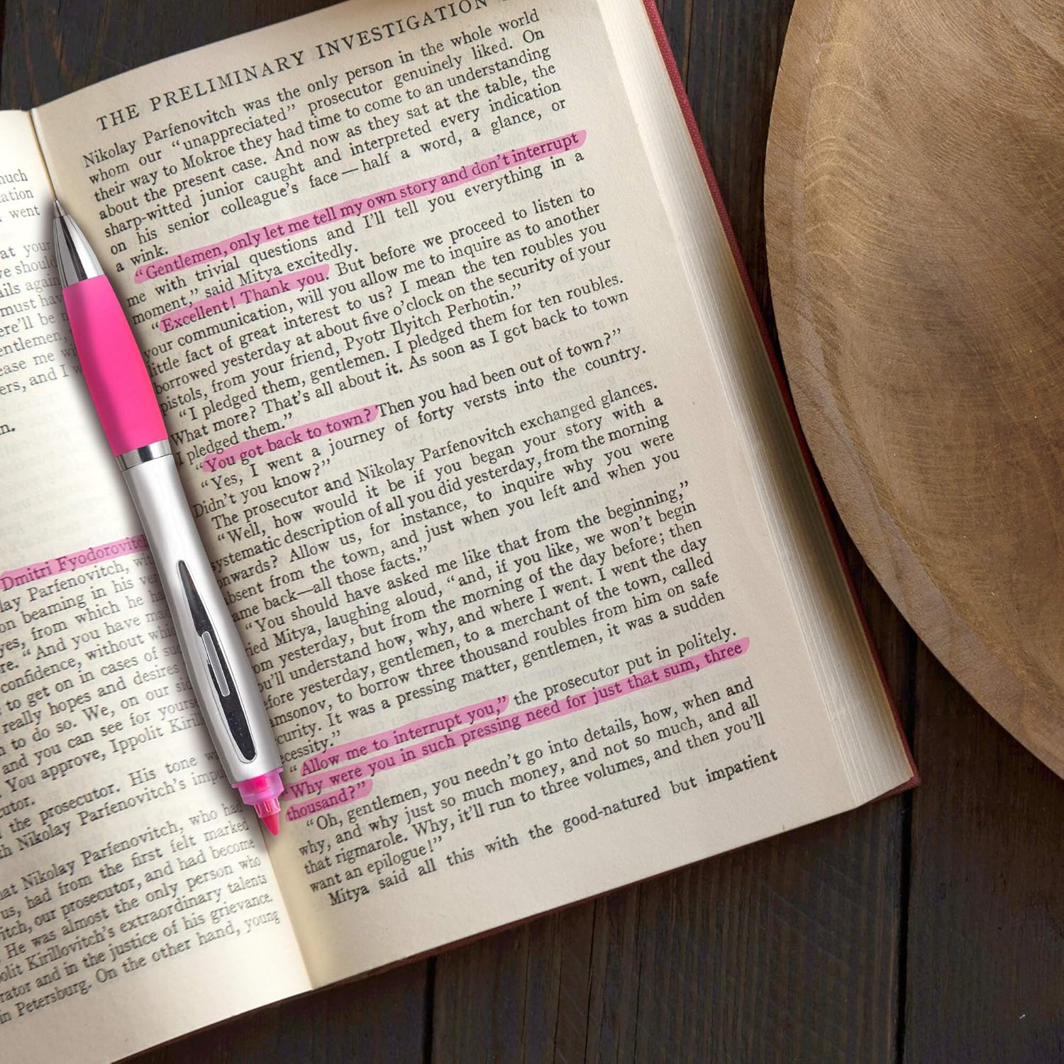 DISCOUNT PROMOS Personalized Plastic Highlighter Pens - 100 pack - Customizable Text, Logo - Pink