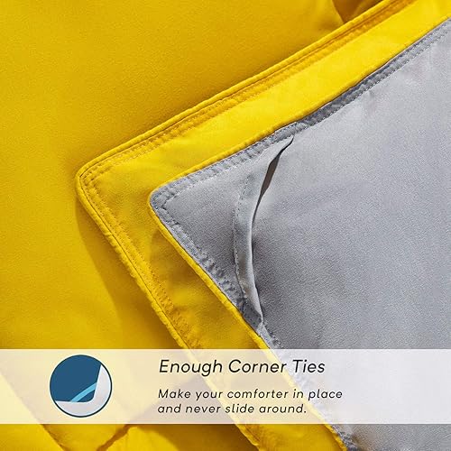 Miniatura 3 de Bedream Juego de edredón alternativo de plumón de 3 piezas, diseño acolchado para todas las estaciones, relleno de edredón con 4 pestañas en las