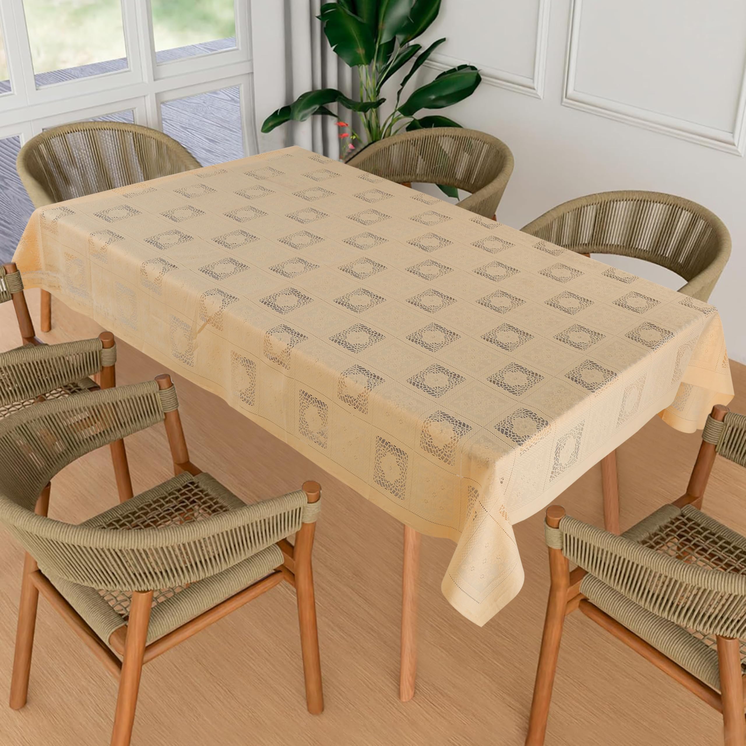 Homerz Premium 6-8 Seater Table Cloth, Cotton Table Linen, Royal and Durable Cover (Dabbi Skin, 60x90 inch- 6-8 Seater)