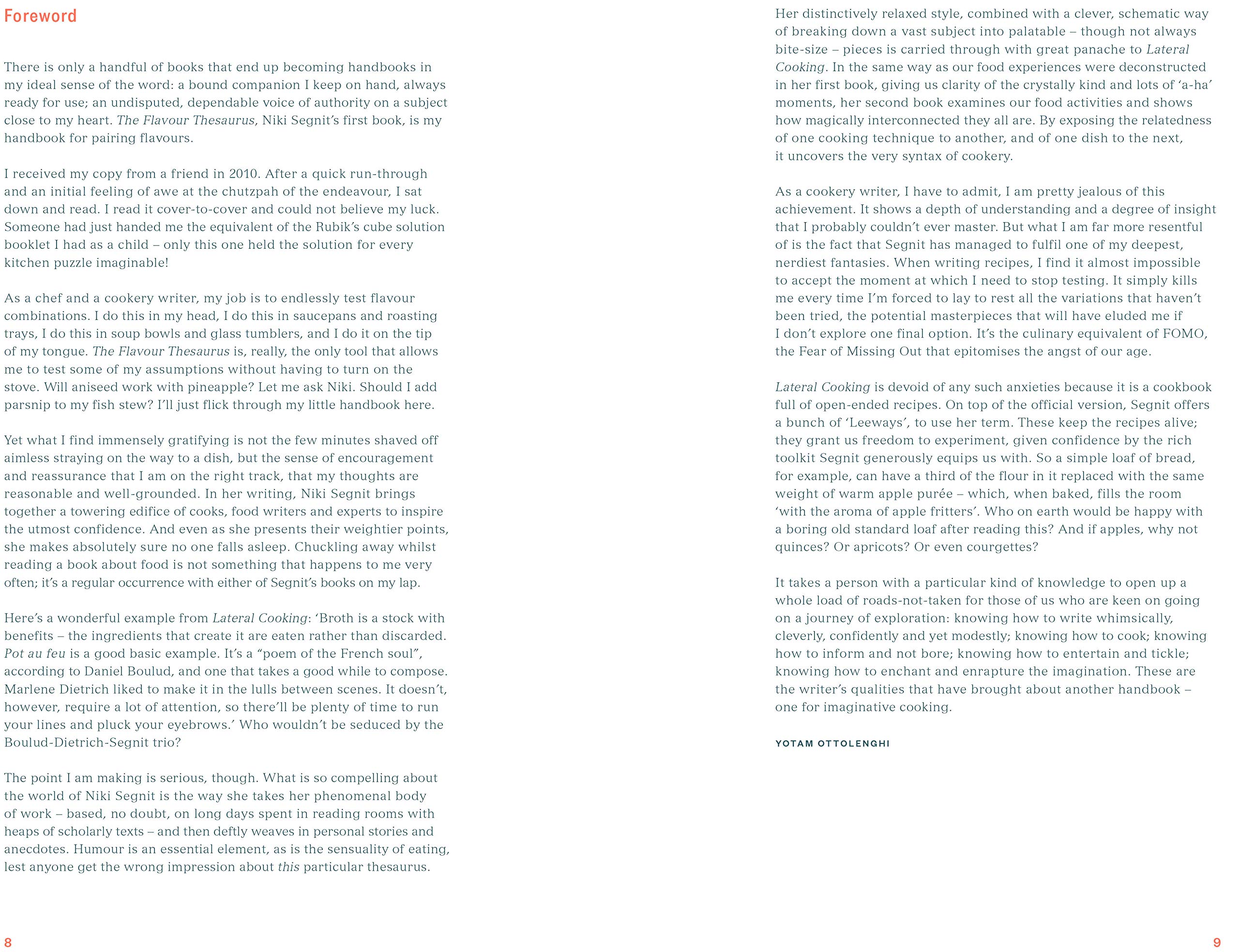 Lateral Cooking: Foreword by Yotam Ottolenghi