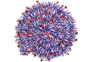 KIMOBER 32.8 Ft 4th of July Tinsel Garland, The Perfect Memorial Day Decoration