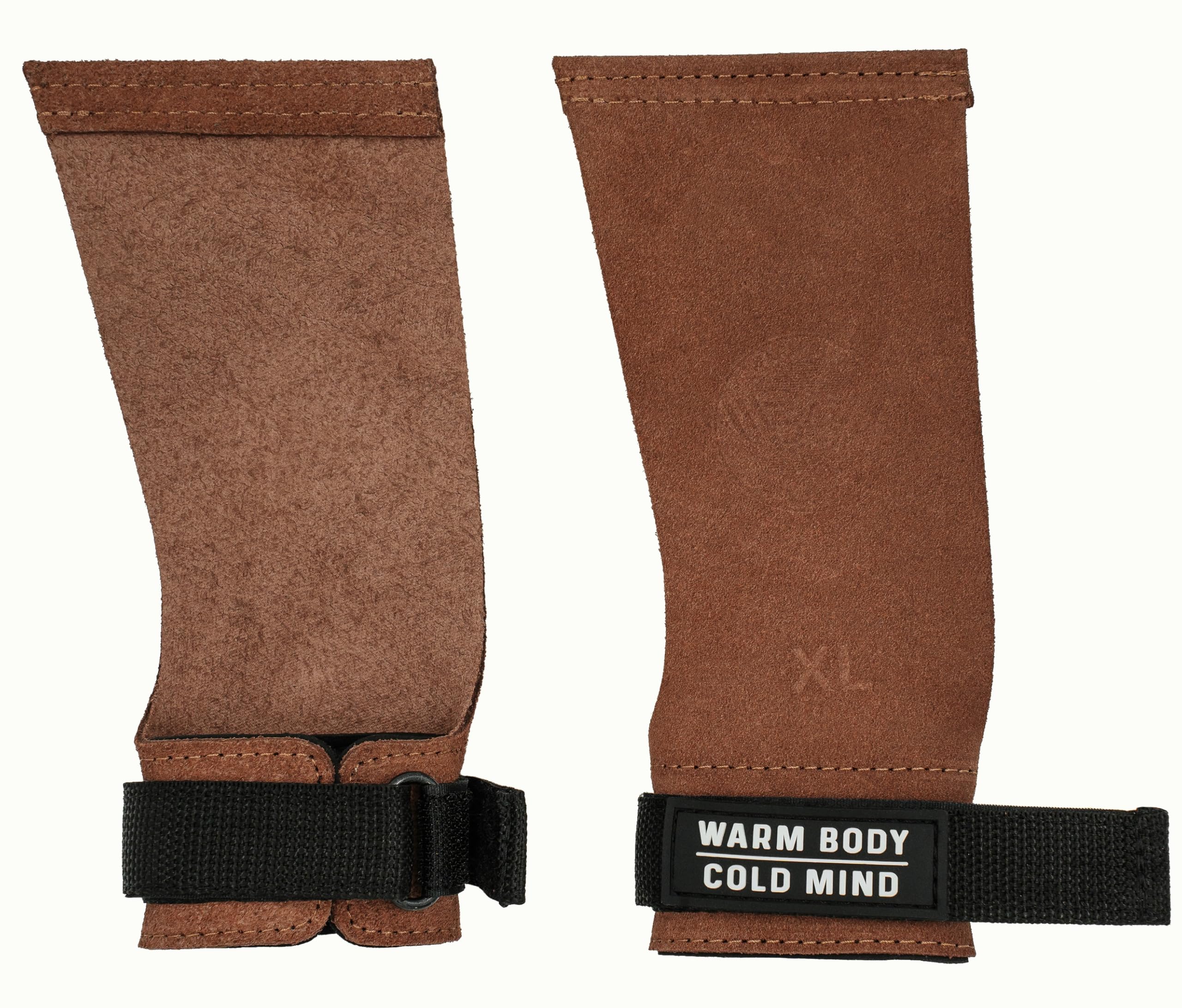 WARM BODY COLD MIND Leather Hand Grips - NO Holes for Weightlifting, Powerlifting, Gymnastics, Cross Training, Pull-Ups, Weight Lifting, Wrist and Palm Protection