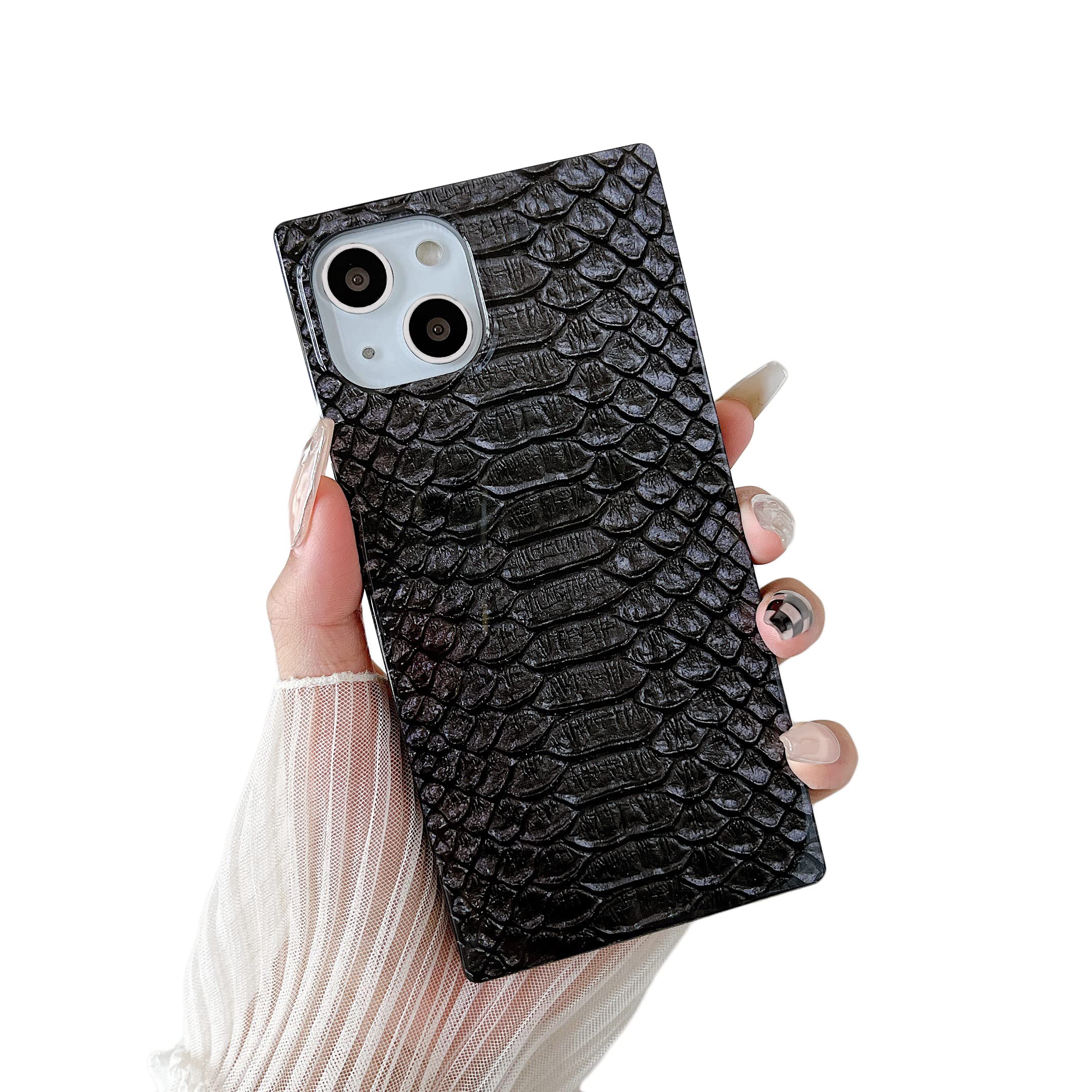 CocomiiSquare iPhone 12 Pro Max Case - Square Animal - Slim - Lightweight - Glossy - Black Reptile King Cobra Snake Print - Luxury Cover Compatible with Apple iPhone 12 Pro Max 6.7" (King Cobra)