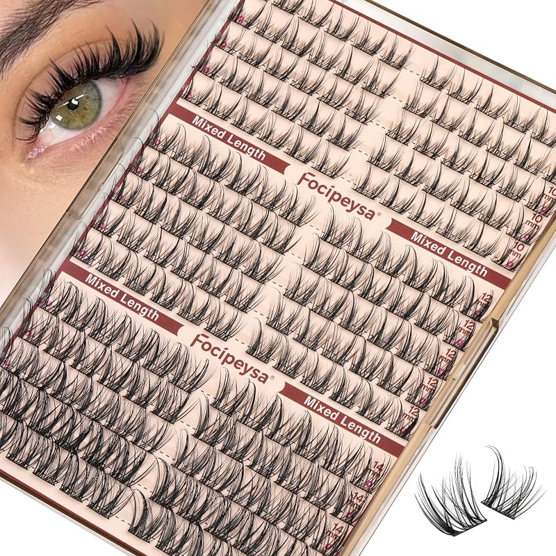 Focipeysa Lashes Clusters Wispy Natural Lash Clusters 10-16mm Eyelash Clusters Individual Eyelashes Pestañas Postizas Naturales Fairy Eyelashes Extensions Natural False Eyelashes