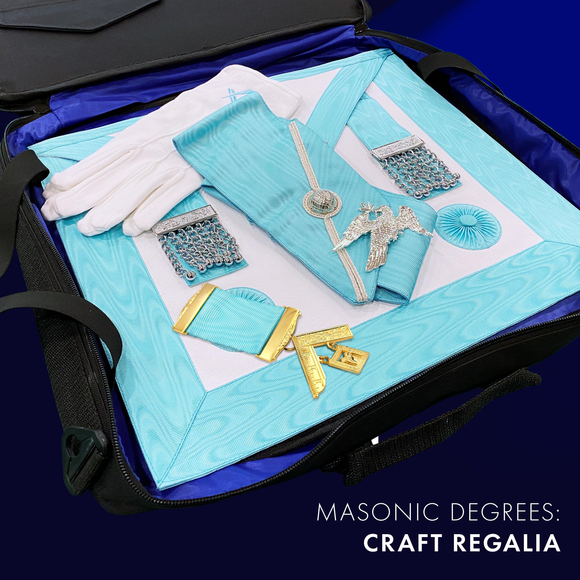 THE MASONIC COLLECTION - Gioiello per il seno artigianale Past Masters - Con nastro blu e placcatura in oro - Un perfetto accessorio regalo massonico per uomini massoni