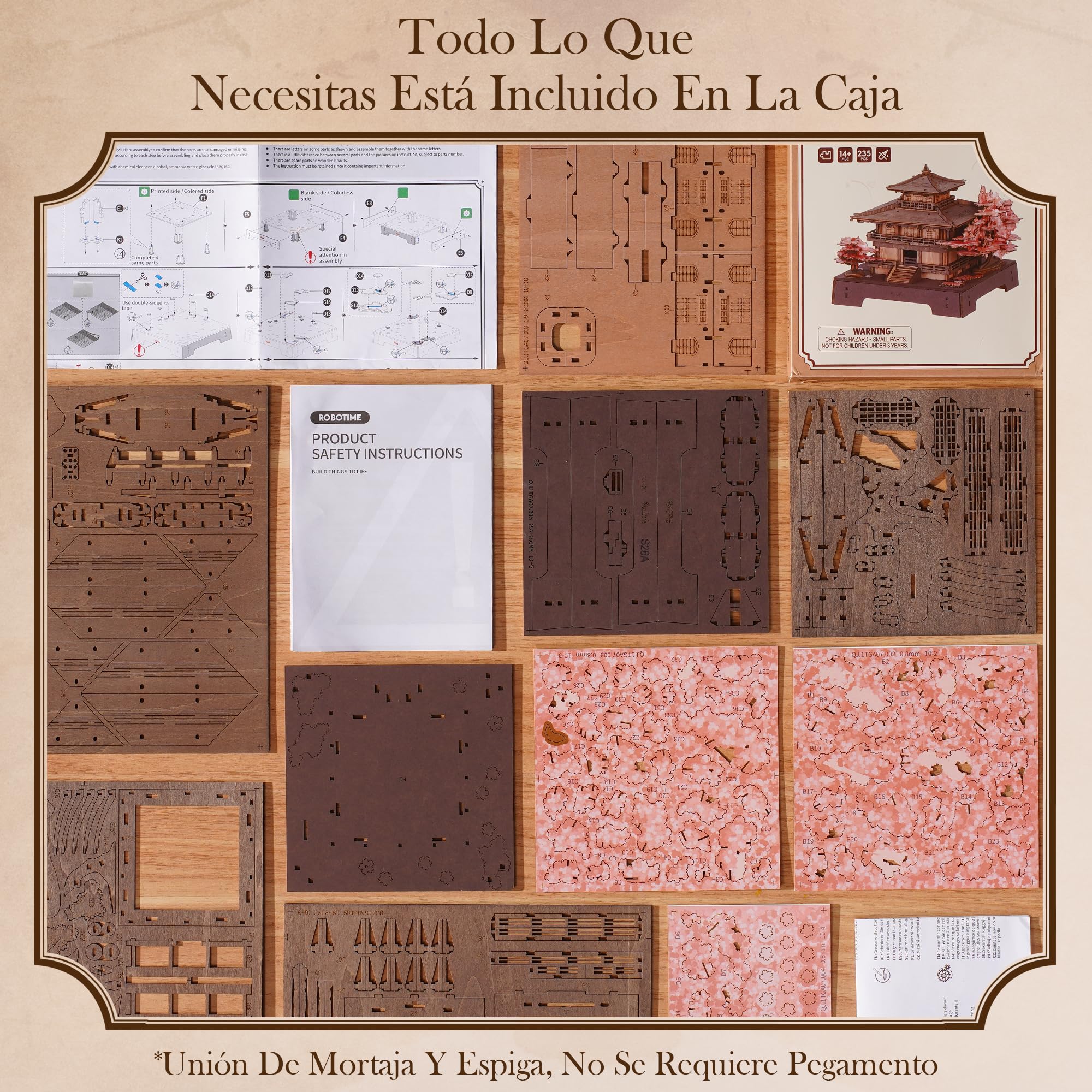 ROWOOD Puzzle 3D Adultos Madera, Maquetas para Montar Pabellón Sakura, Maquetas de Madera Japonesas para Construir, Kit DIY de Construcción, Regalo Manualidades y Decoración Casa