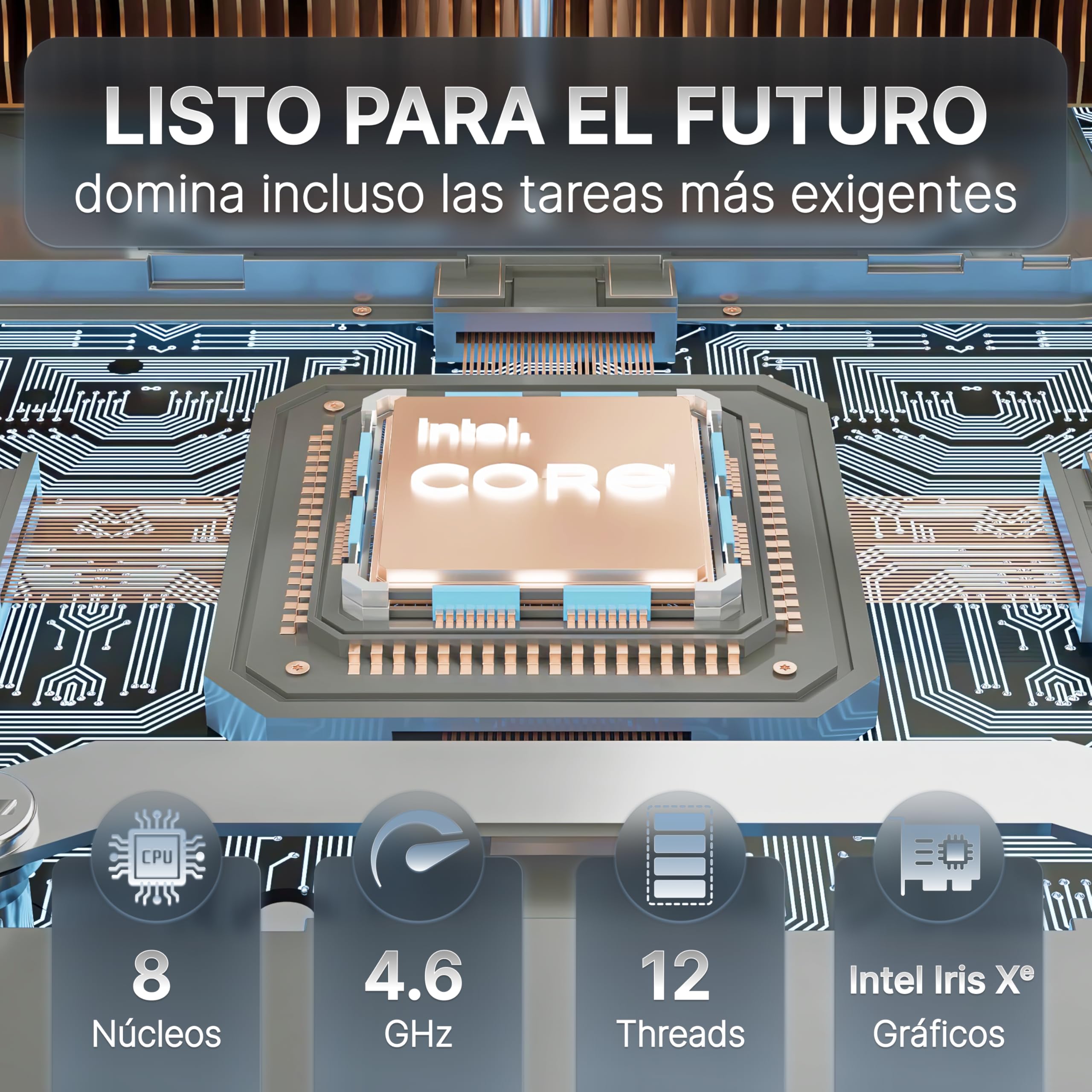 Lux Mini PC Intel i5-13420H - 16GB RAM, SSD 512GB | Marca alemana | 4 años de garantía - 8 núcleos hasta 4,6GHz - Windows 11 Pro - WiFi 6E - USB-C 3.2 - LAN 2,5G