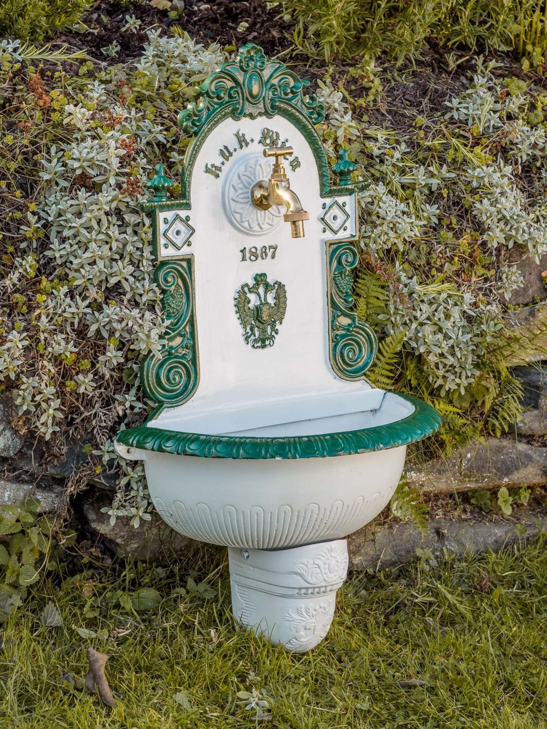 aubaho Fontaine Murale Fontaine Bassin 72cm Aluminium Jardin Fontaine Jardin de Style