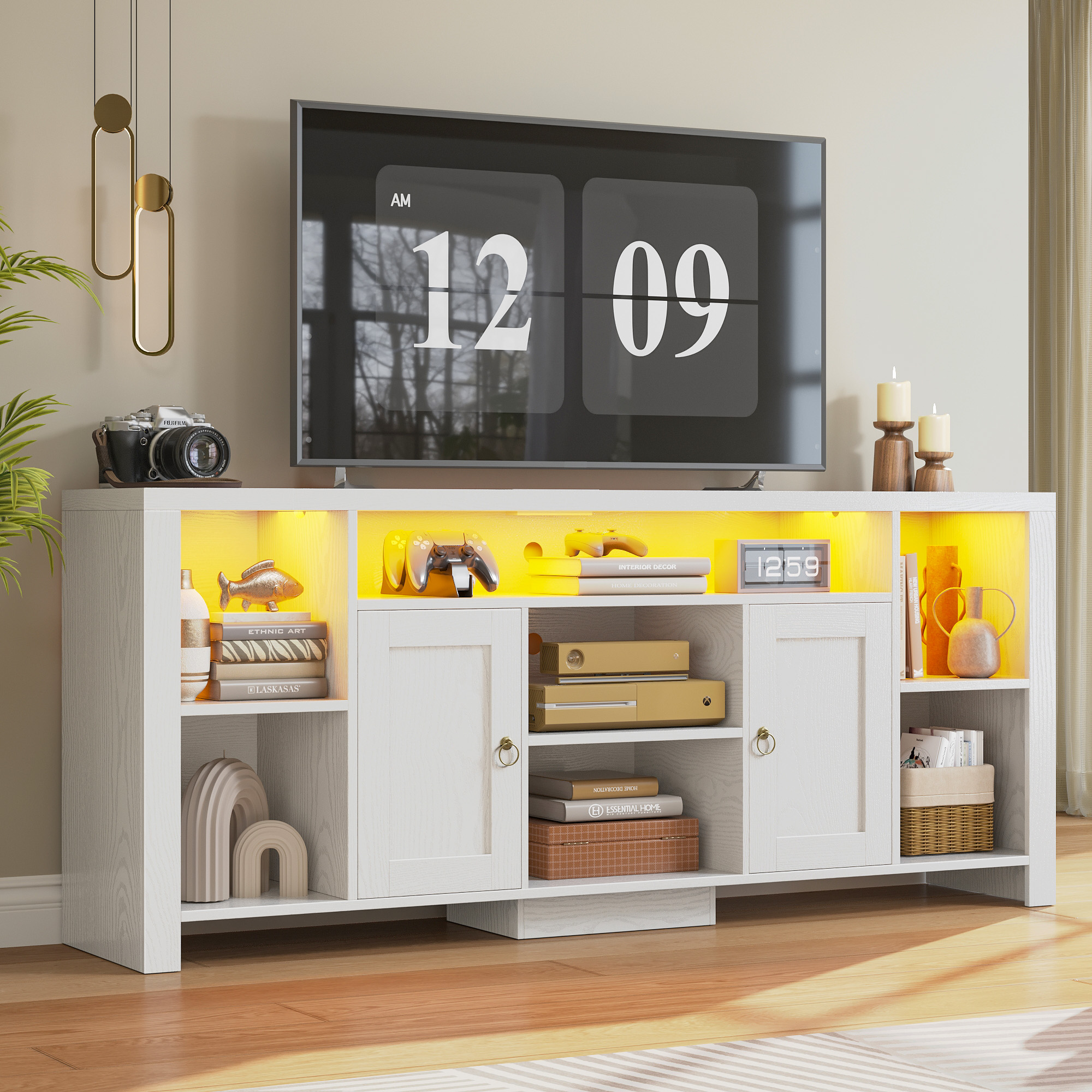Amazon.com: LIKIMIO TV Stand for TVs 80 inch with LED Lights