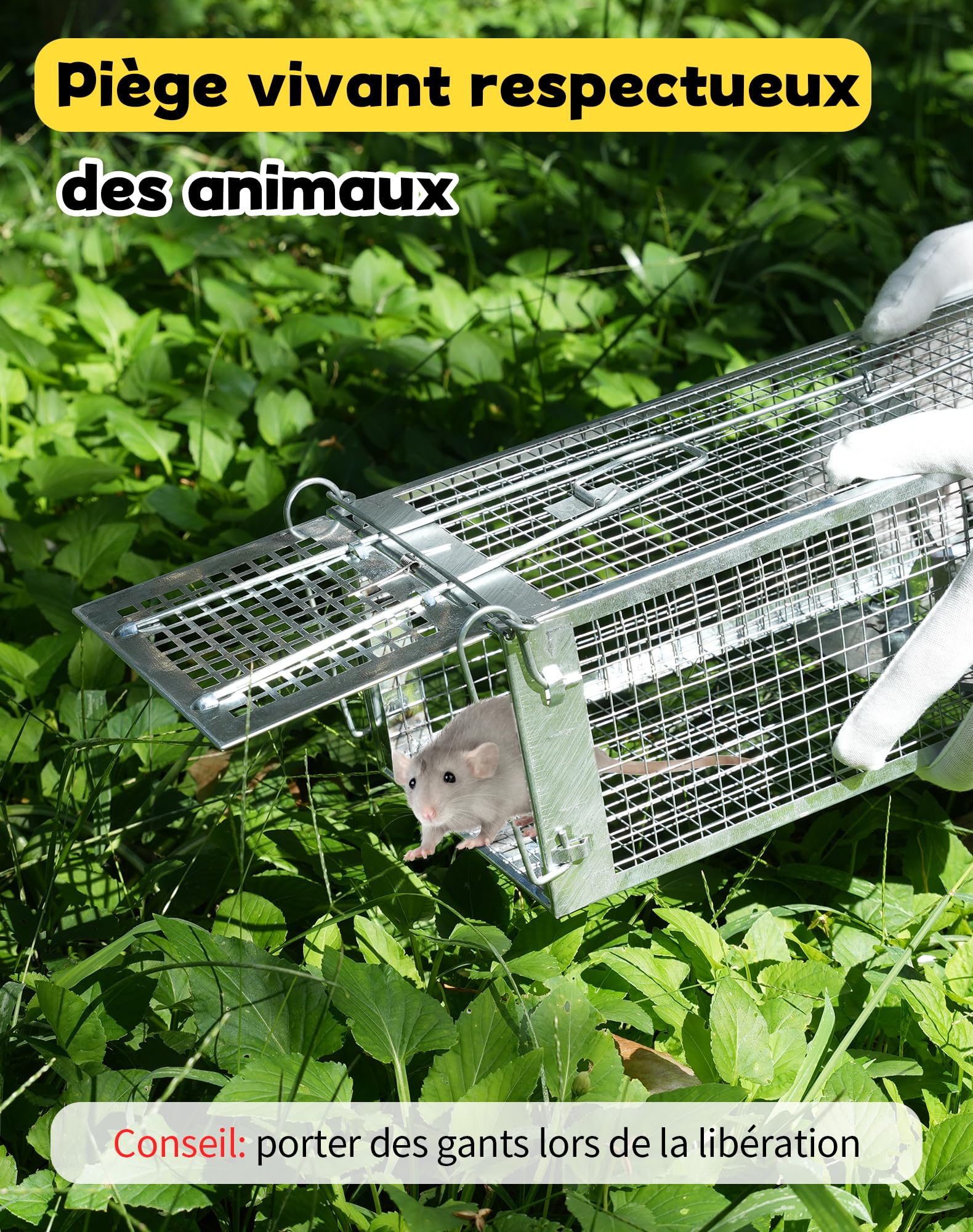 Piege a Rat Cage Rat XXL 43x14x12cm Piège à Souris Vivante pour Rats Loir Mulot Rongeurs Souris Attrape Rat à Double Porte Piege a Souris sans Tuer Piège à Rats Haute Sensibilité & Réutilisable