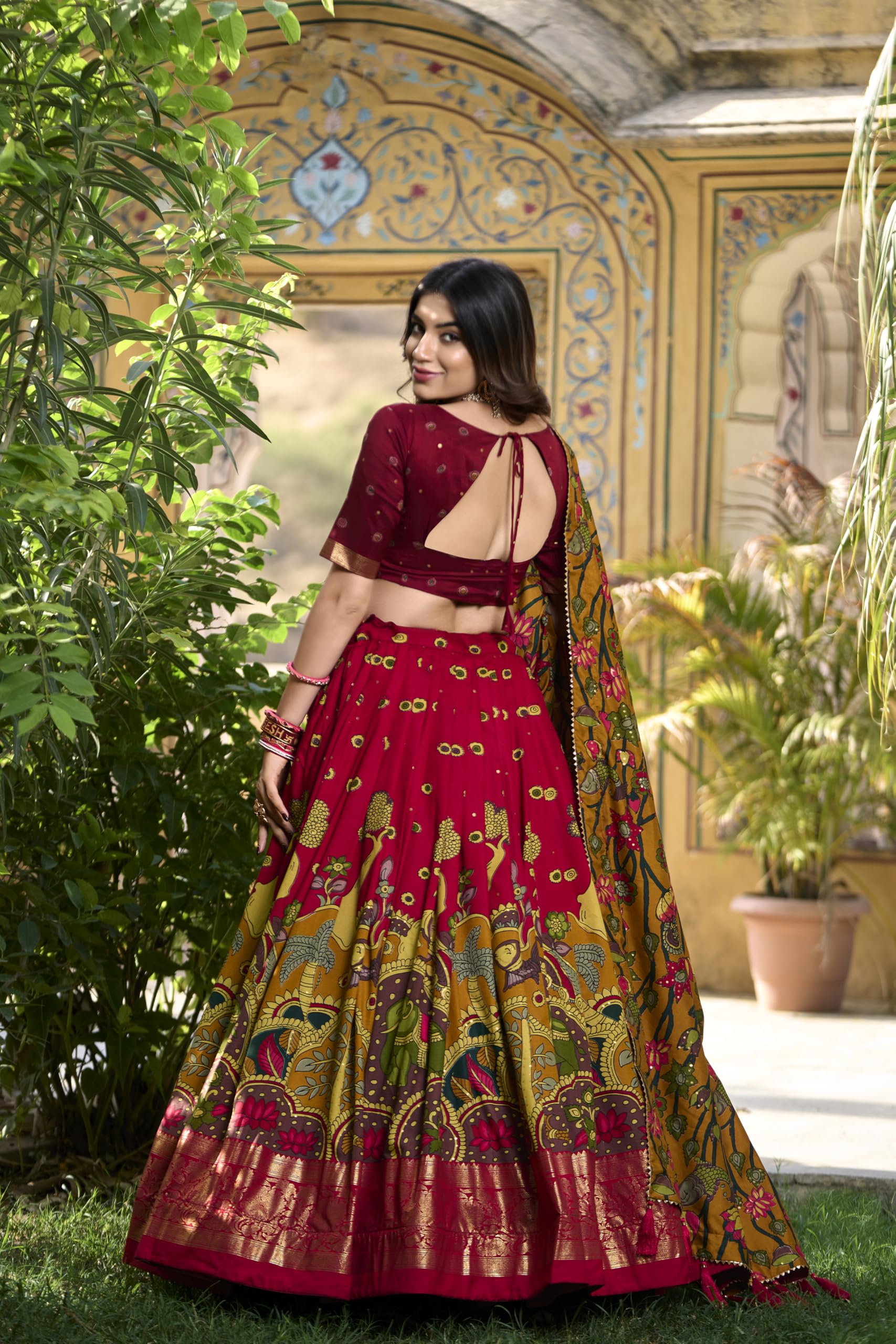 LooknBook Art Women Silk Unstitched Lehenga Choli (ARD1219RED_Red_Free Size) - Image 3 thumbnail