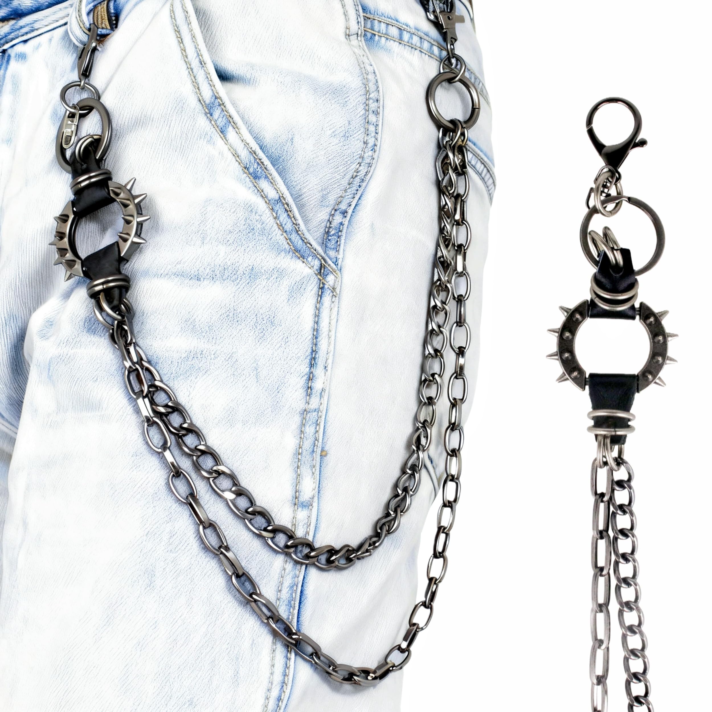 Layered Punk Pants Chain for Men Women, Gothic Hip Hop Jean Chain Wallet Chain Biker Trouser Chain, Goth Emo Fashion Keychain Accessories