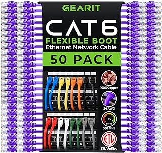 GearIT Cat6 Cable 0.5 ft 6 in - Cat6 Ethernet Cable, Cat 6 Ethernet Cable, Cat6 Patch Cable, Cat 6 Patch Cable, Cat 6 Cable, Network Cable, Internet Cable - Purple 0.5 Feet