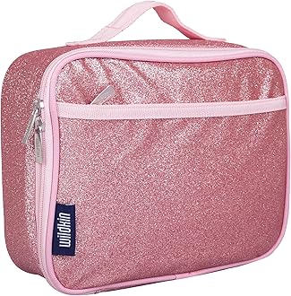 Wildkin Kids Insulated Lunch Box – Durable and Reusable for School & Travel - Pink Glitter