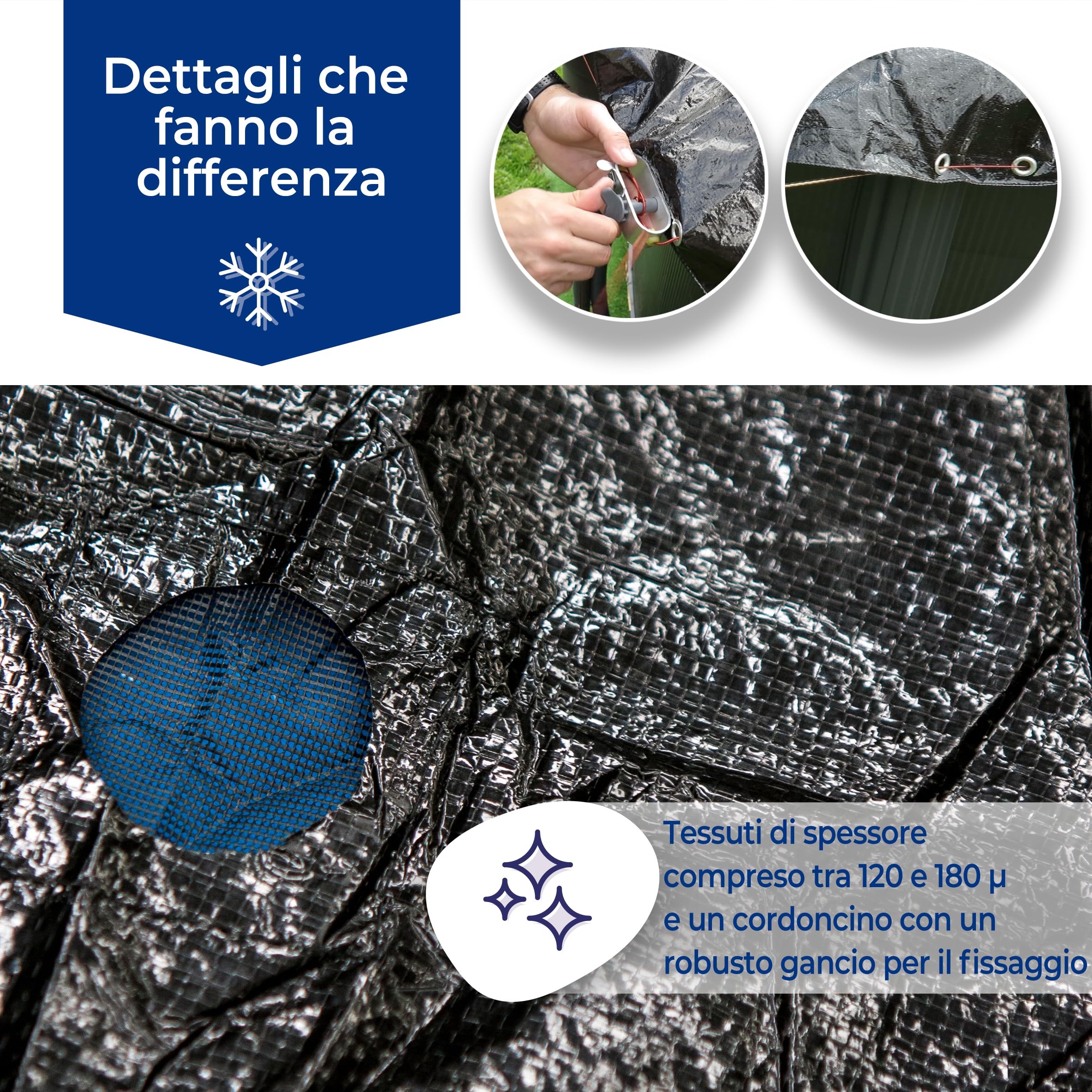 Gre Copertura Invernale polietilene 120g/m² Piscina Ovale 610x375 cm