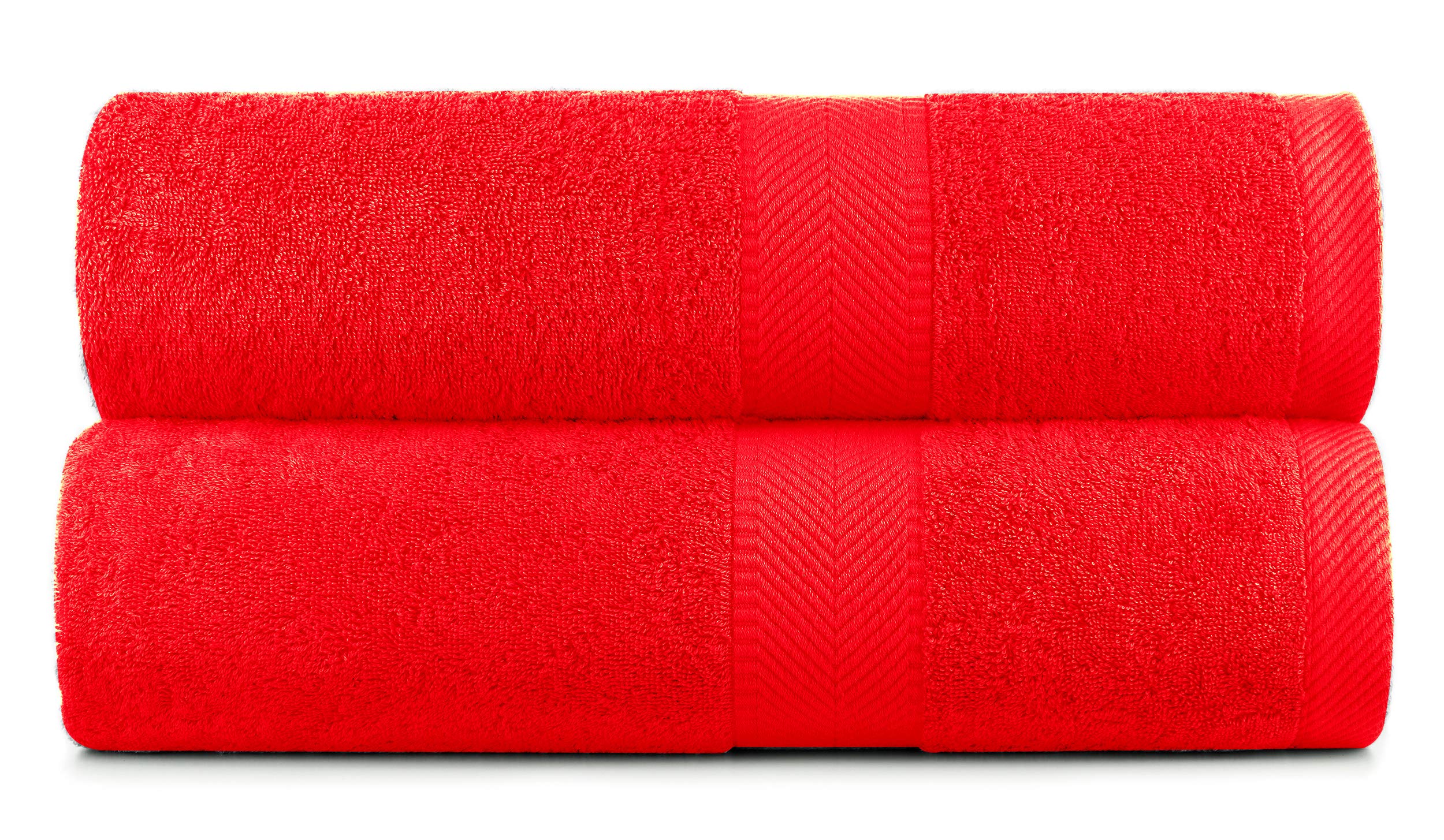 BY LORA Natural Water Absorbent Bath Sheet Towel Set – Oversized, Soft, Eco-Friendly Terry Cotton Towels for Home and Spa - Red - 2-Pieces
