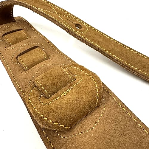 Miniatura 7 de Walker & Williams C-22-SB Correa de guitarra hecha a mano Super Soft Tan Signature Napa de cuero de 3 pulgadas de ancho para guitarras acústicas,