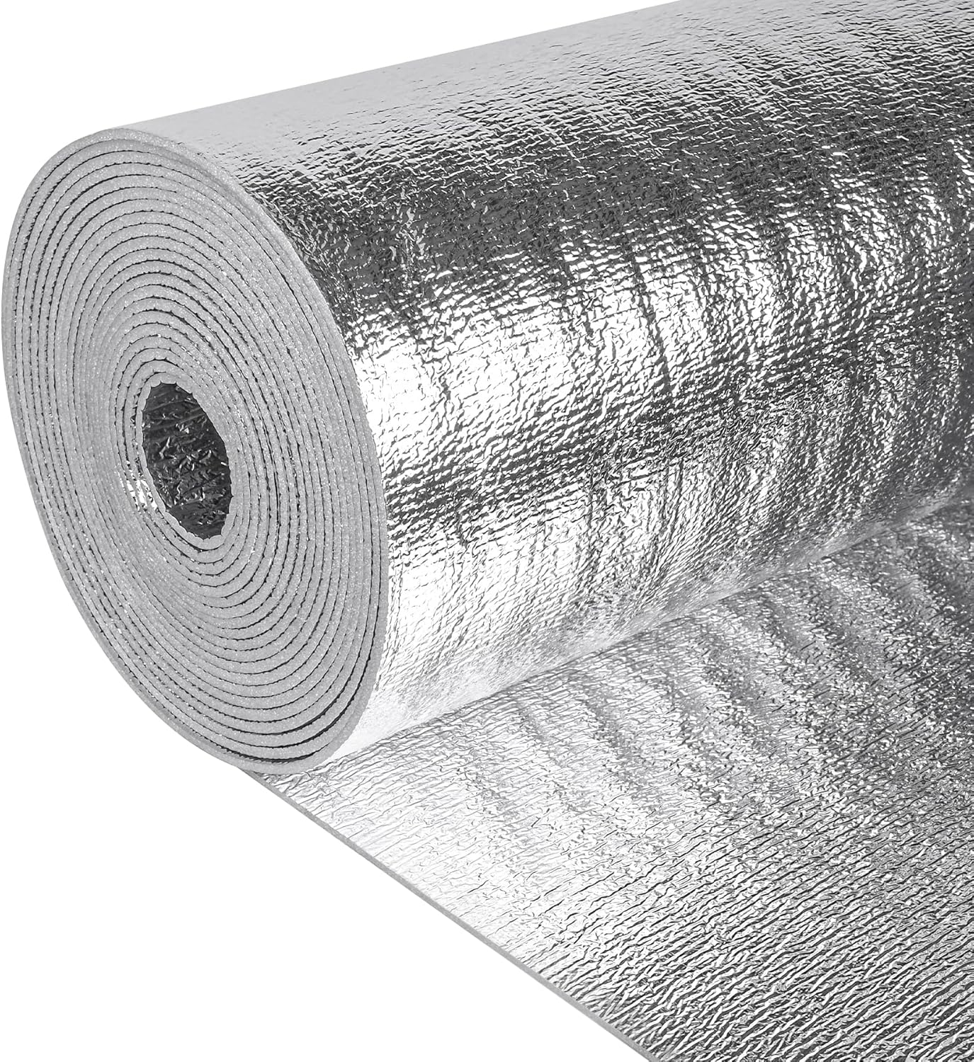 reflective insulation roll 59in x 10ft (3mm) foam core radiant barrier double reflective aluminum foil wrap insulation sheet thermal shield for winter rv window thermal cold insulating summer heat 59"x10' double-sided