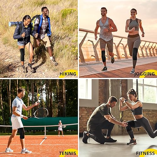 Vista 33 de CAMBIVO - 2 rodilleras de compresión y soporte unisex para dolor de rodillas, rotura de meniscos o lesión de LCA, artritis, alivio del dolor Negro