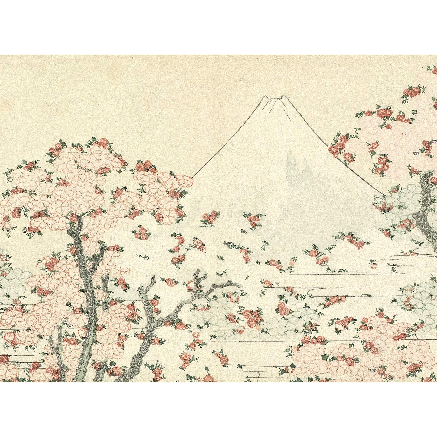 Artery8 Hokusai Fuji And Cherry Blossom Japanese Painting Premium Wall Art Canvas Print 18X24 Inch