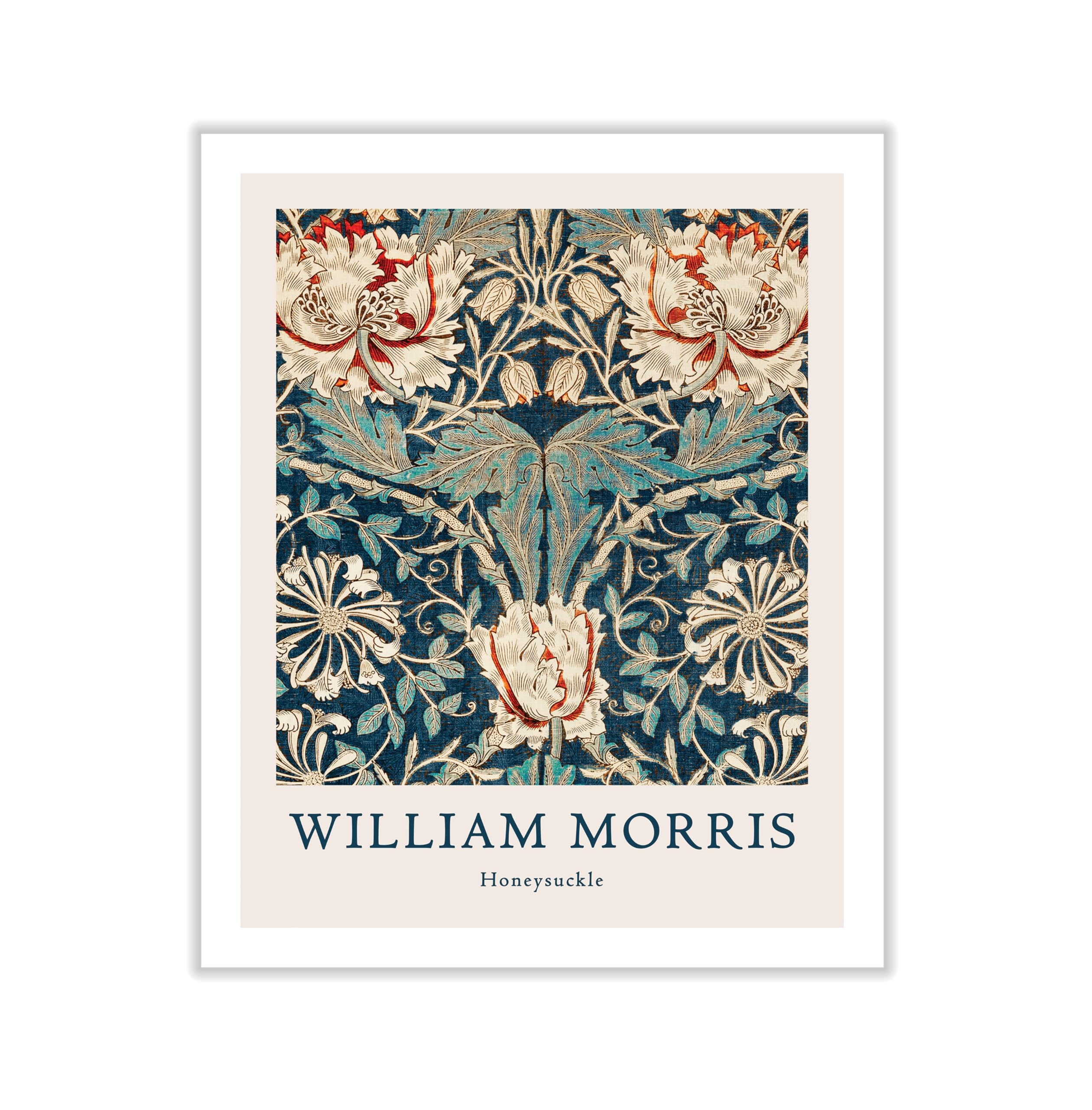 Poster Master Vintage William Morris Canvas - Retro Honeysuckle Print - Flower Art - Floral Botanical Design -