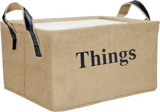 Cesto Organizador de Yute Plegable con Asas - 40x30x20 cm